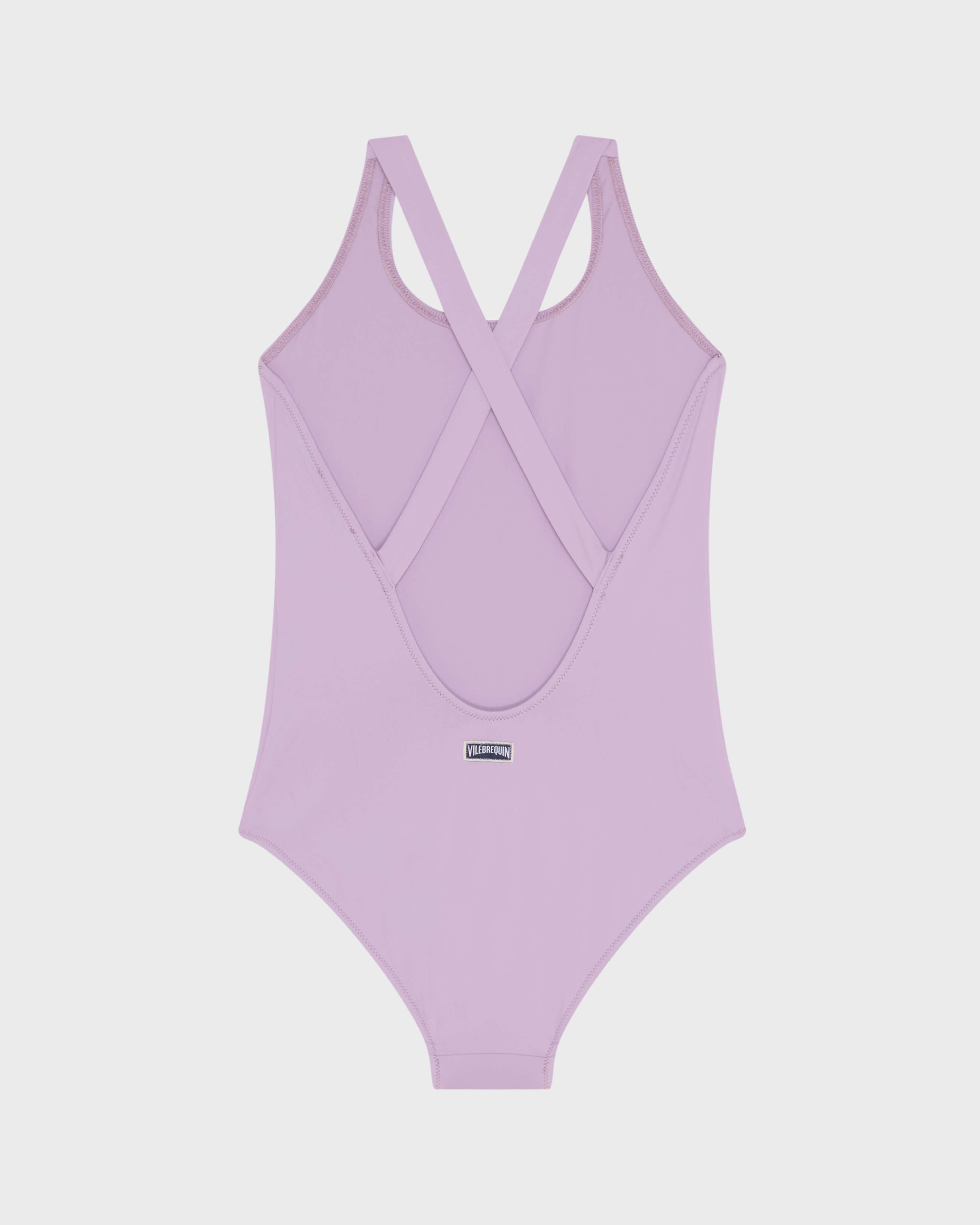 Girls Cross-Back One-piece Swimsuit Solid FLEUR back view
