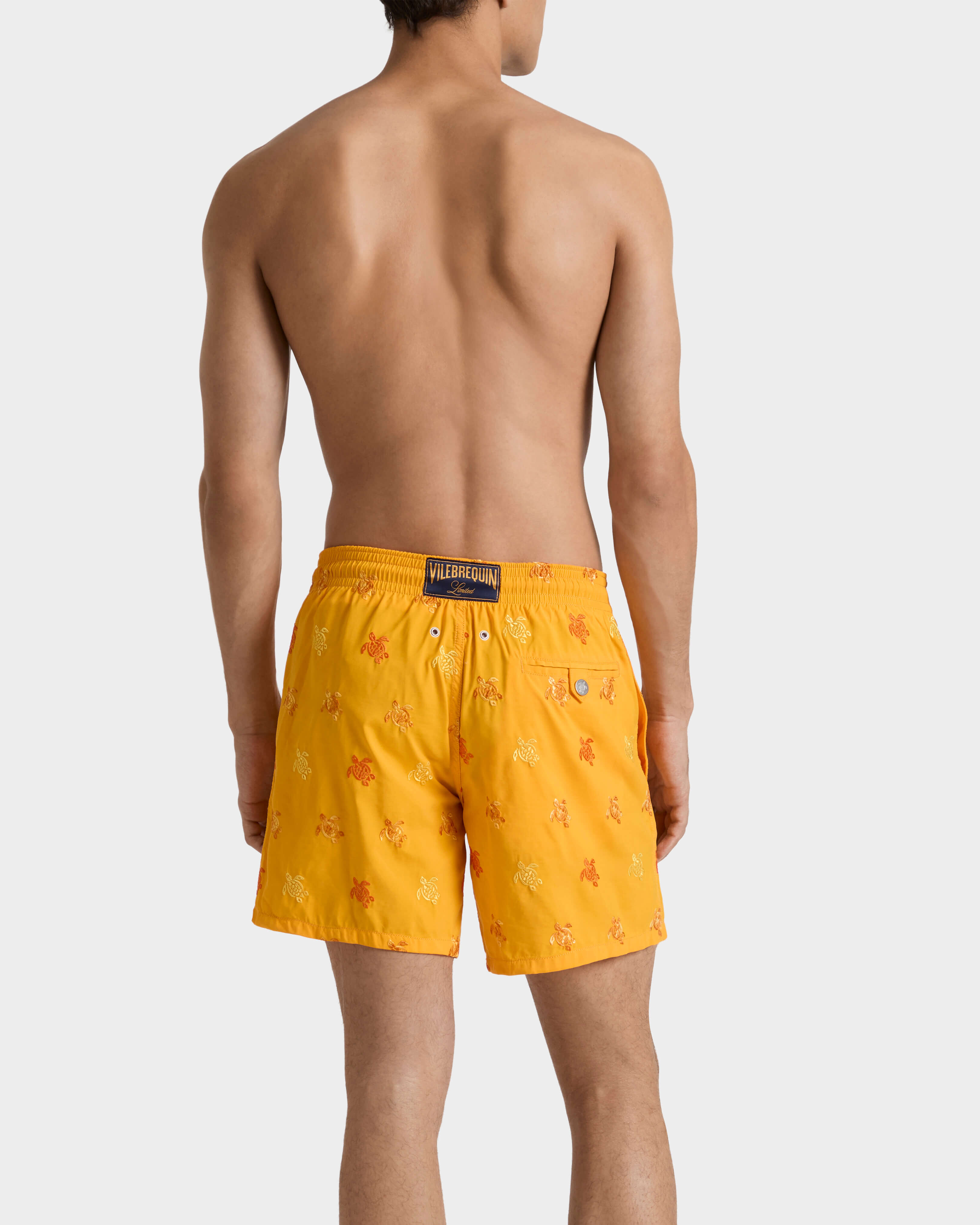 Men Embroidered Swim Shorts Micro Tortues Diagonales - Limited Edition MANGO backworn view