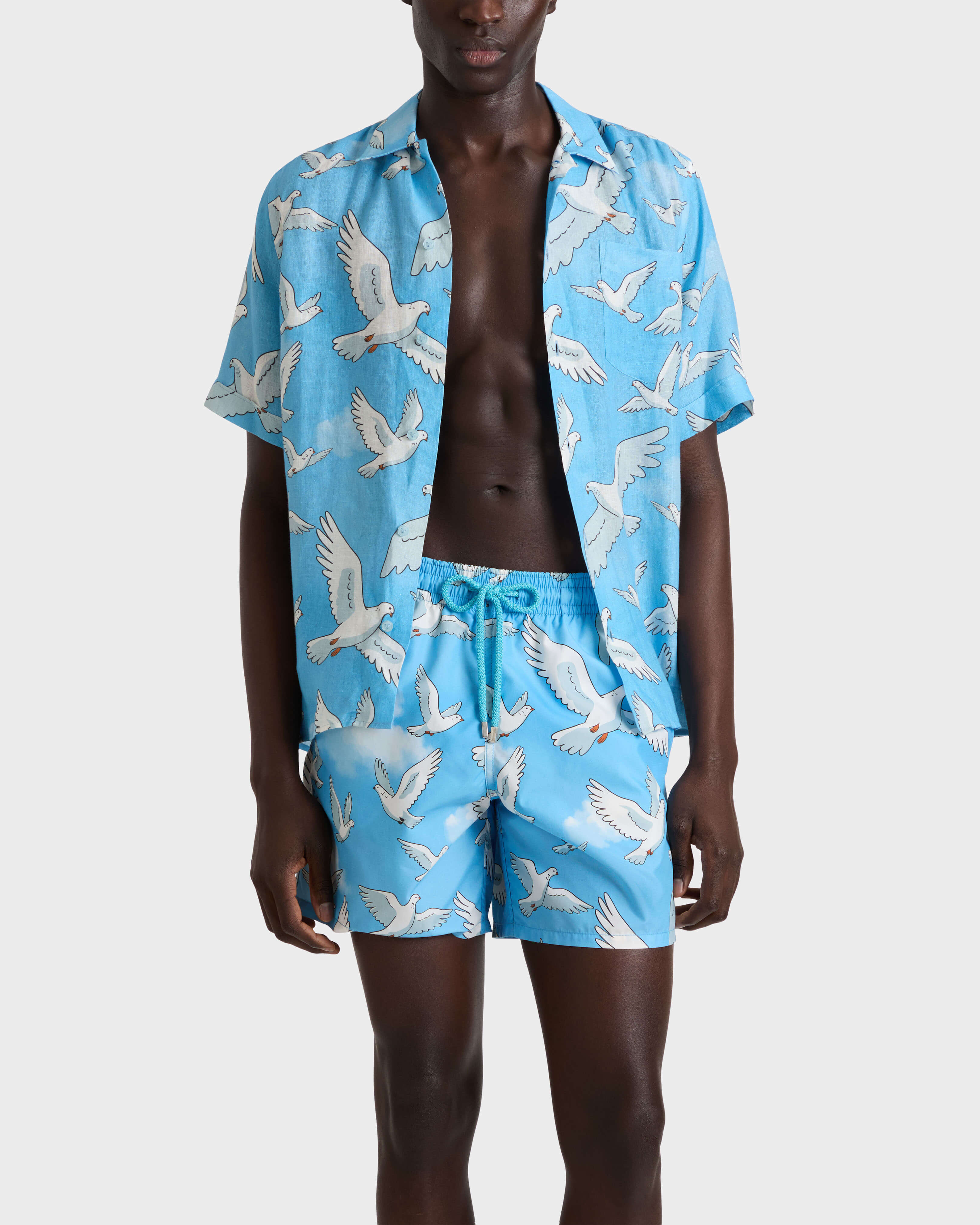 Men Swim Trunks Doves - Vilebrequin x 3.PARADIS JAIPUY frontworn view