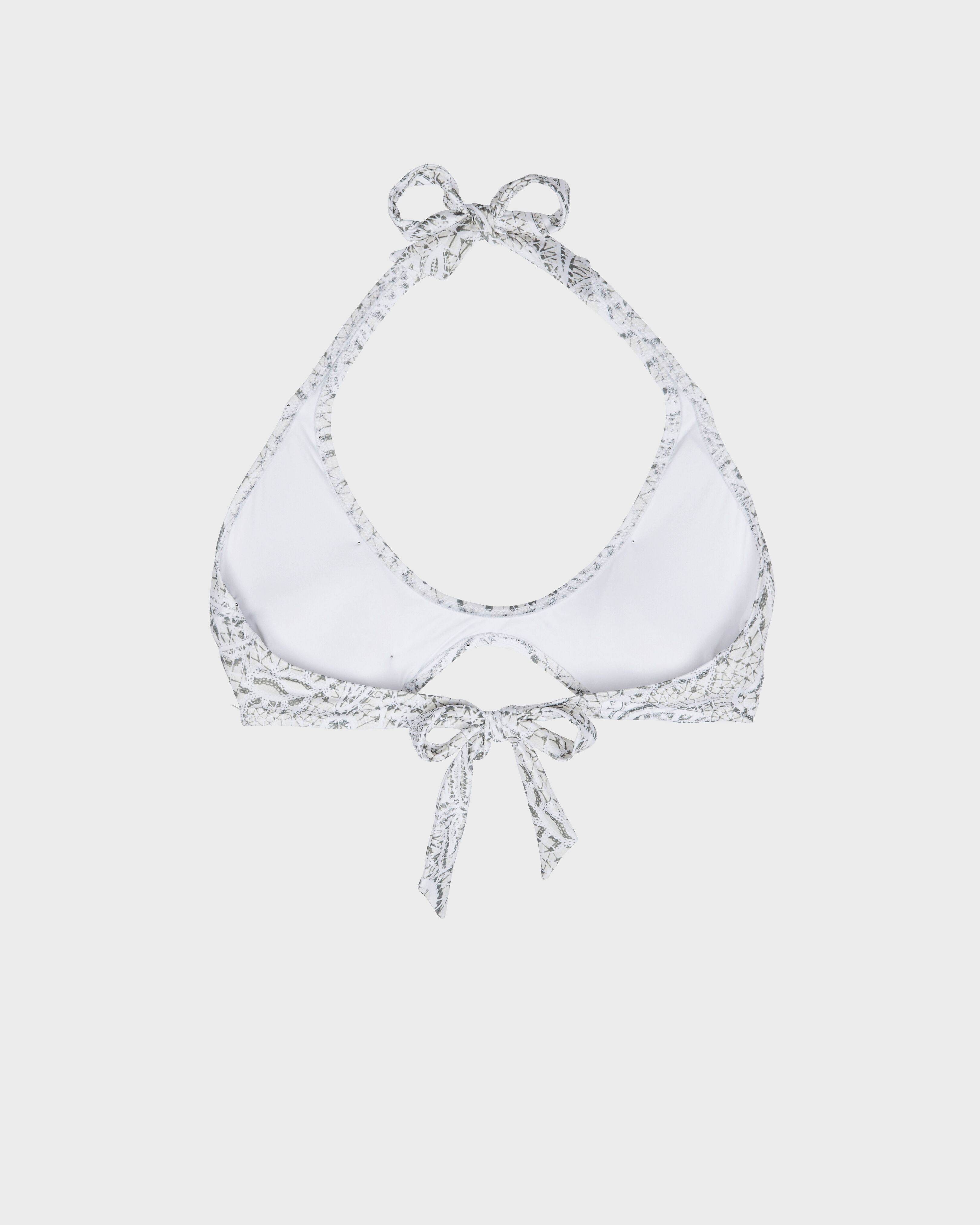 Top de bikini con escote redondo y estampado Dentelles para mujer BLANCO back view