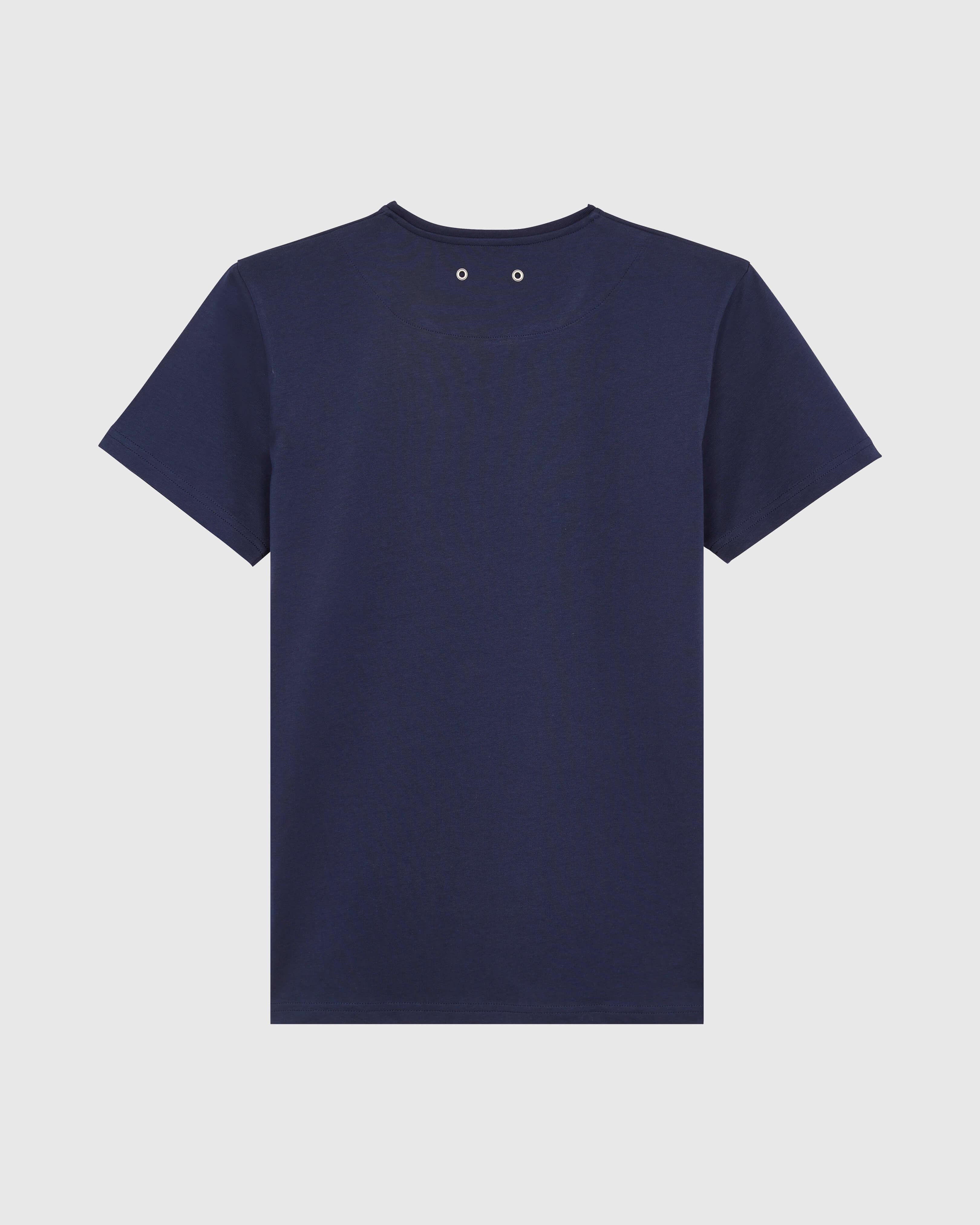 Men Organic Cotton T-shirt Dad and Son NAVY back view