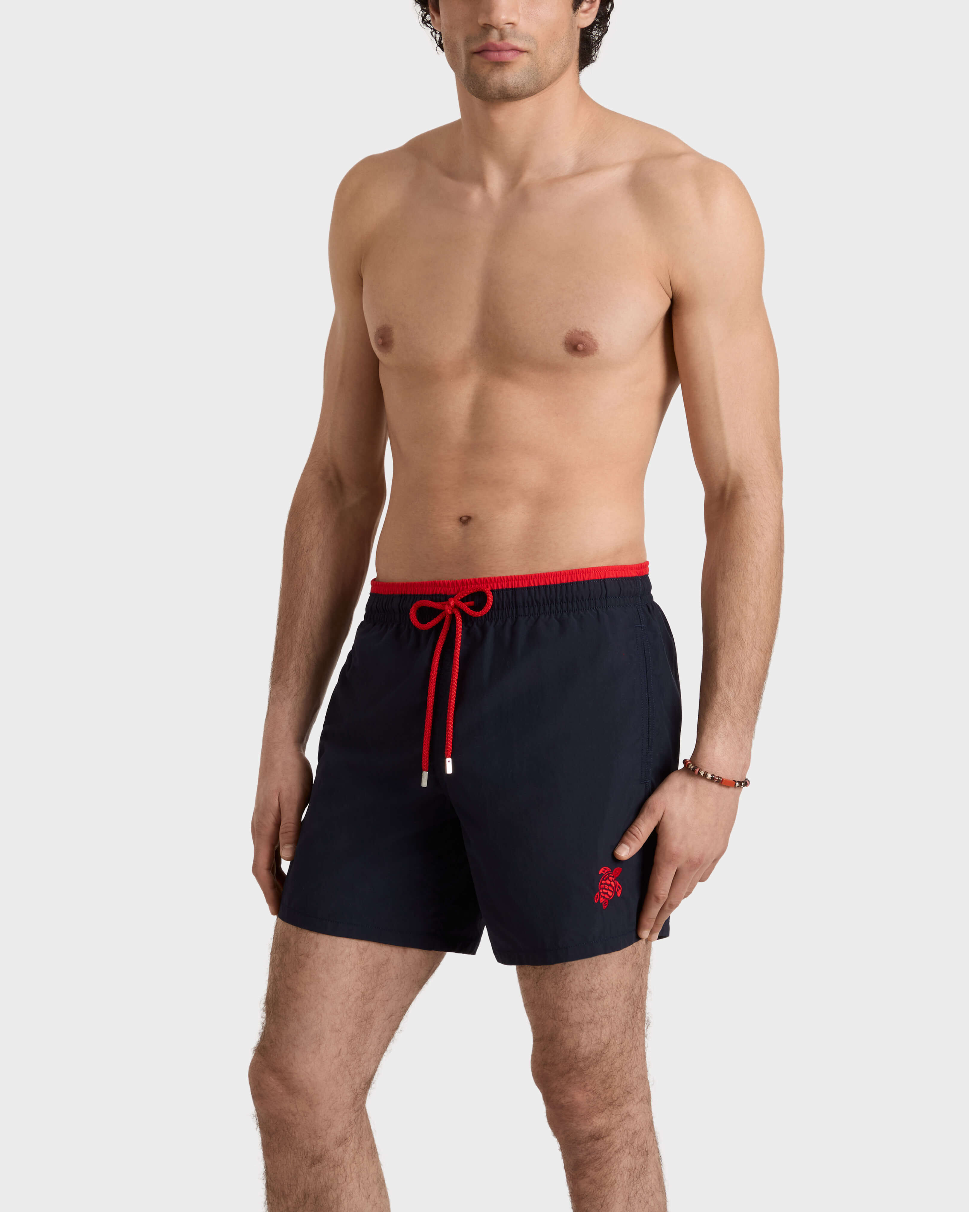 Men Swim Shorts Bicolor NAVY / RED frontworn view