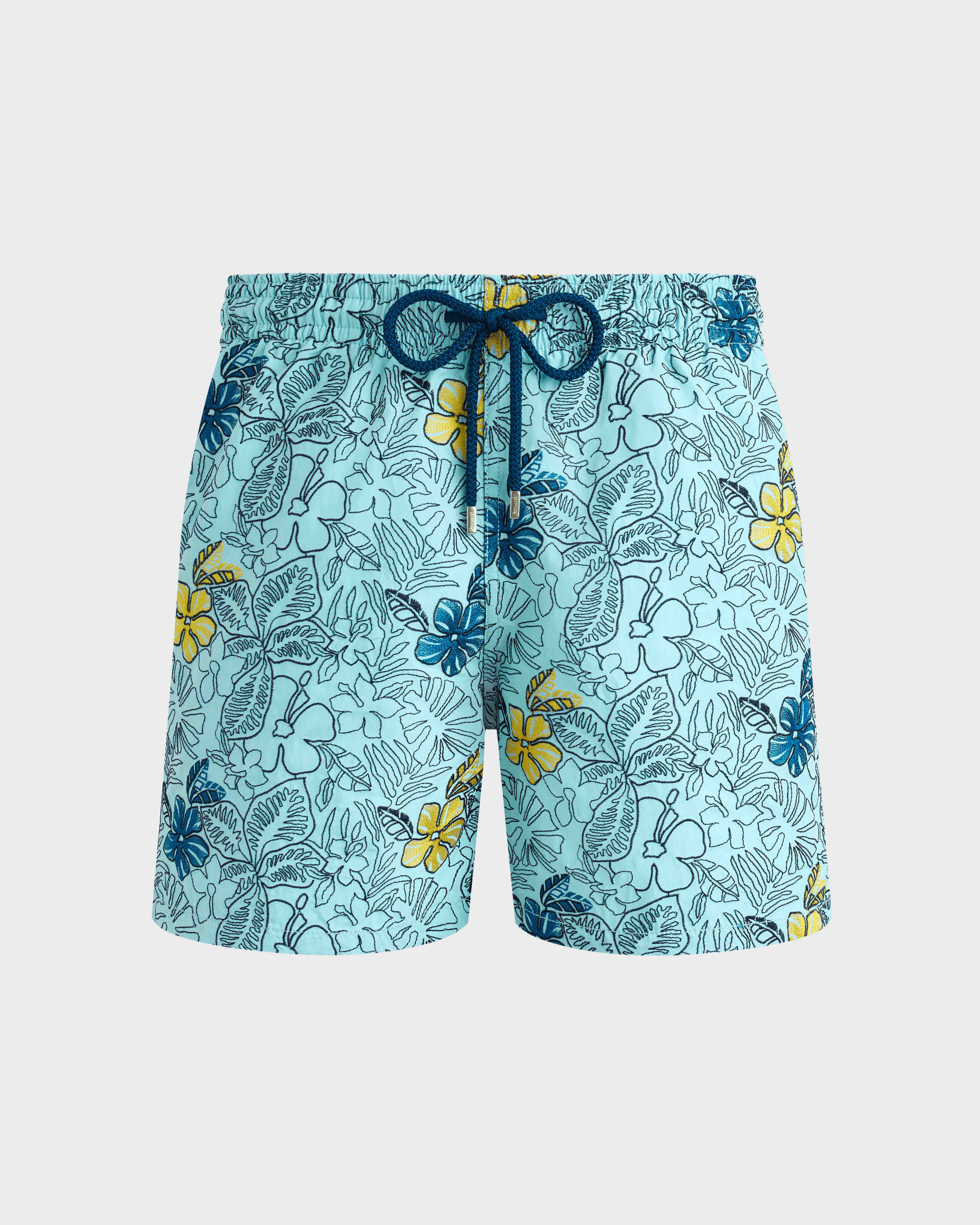 Men Swim Shorts Embroidered Flowers - Limited Edition BLUE NOTE front view