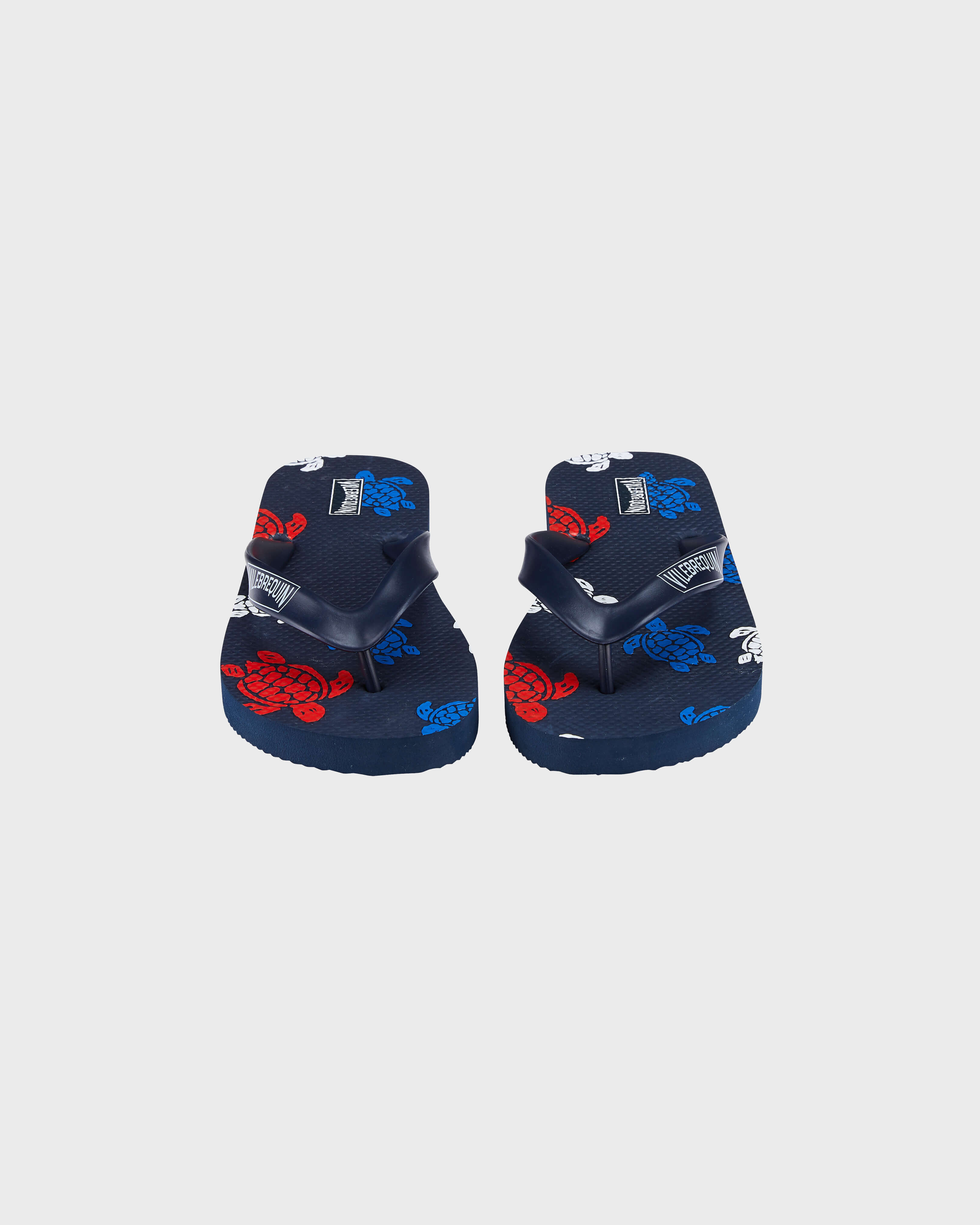 Kids Beach Flip Flops Tortues Multicolores NAVY frontworn view