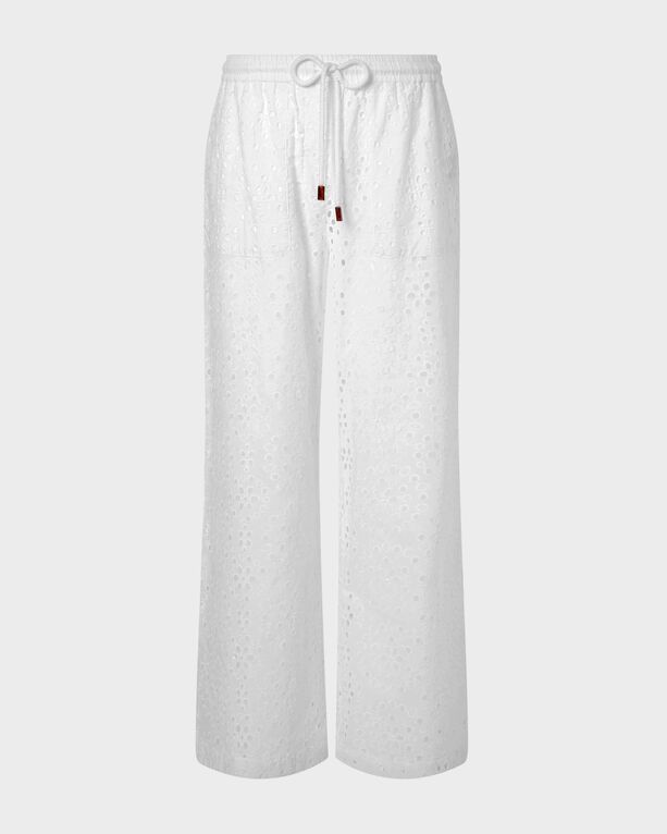 Vilebrequin - Women Floral Broderie Anglaise Fluid Cotton Pants - Pant - Freyja - White - Size XS