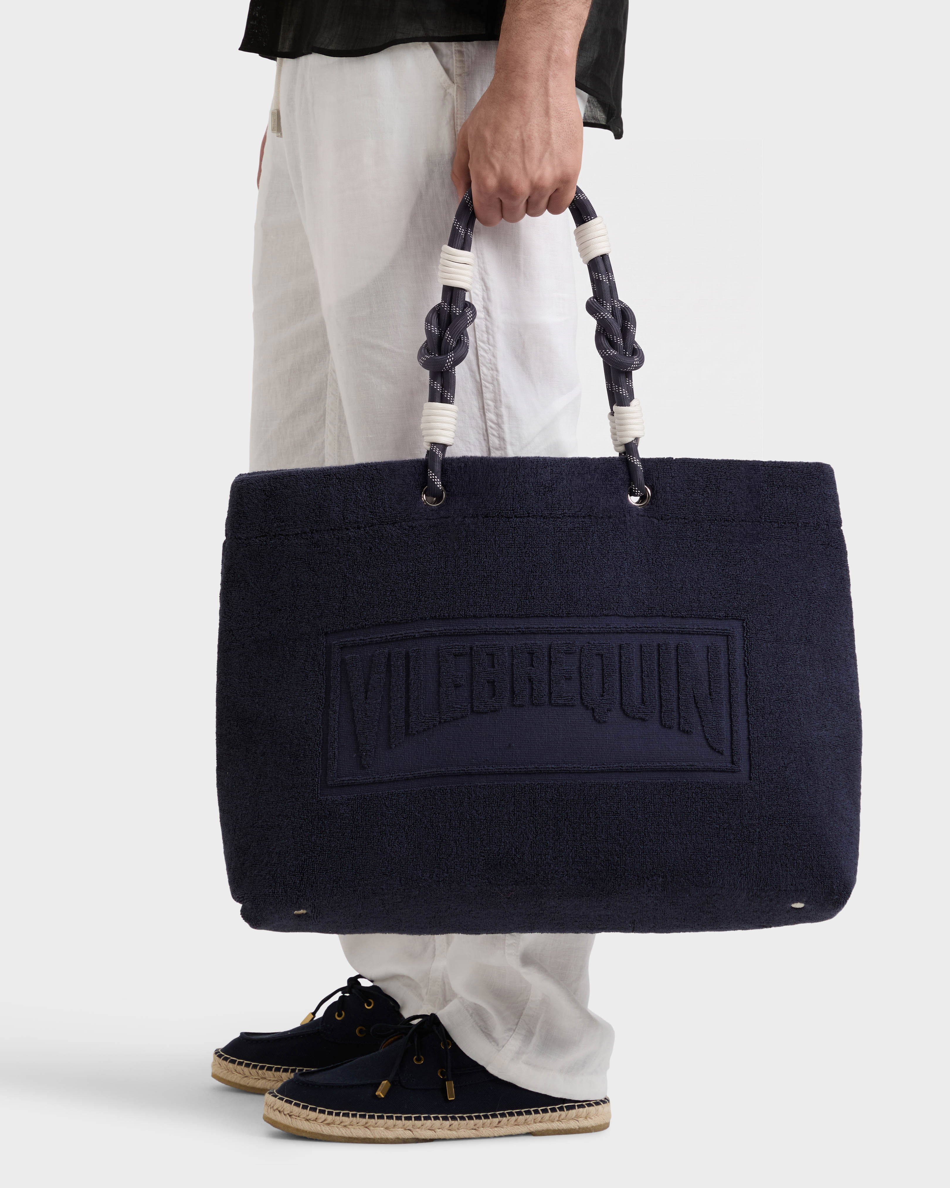 Terry cloth beach bag solid MARINEBLAU frontworn view