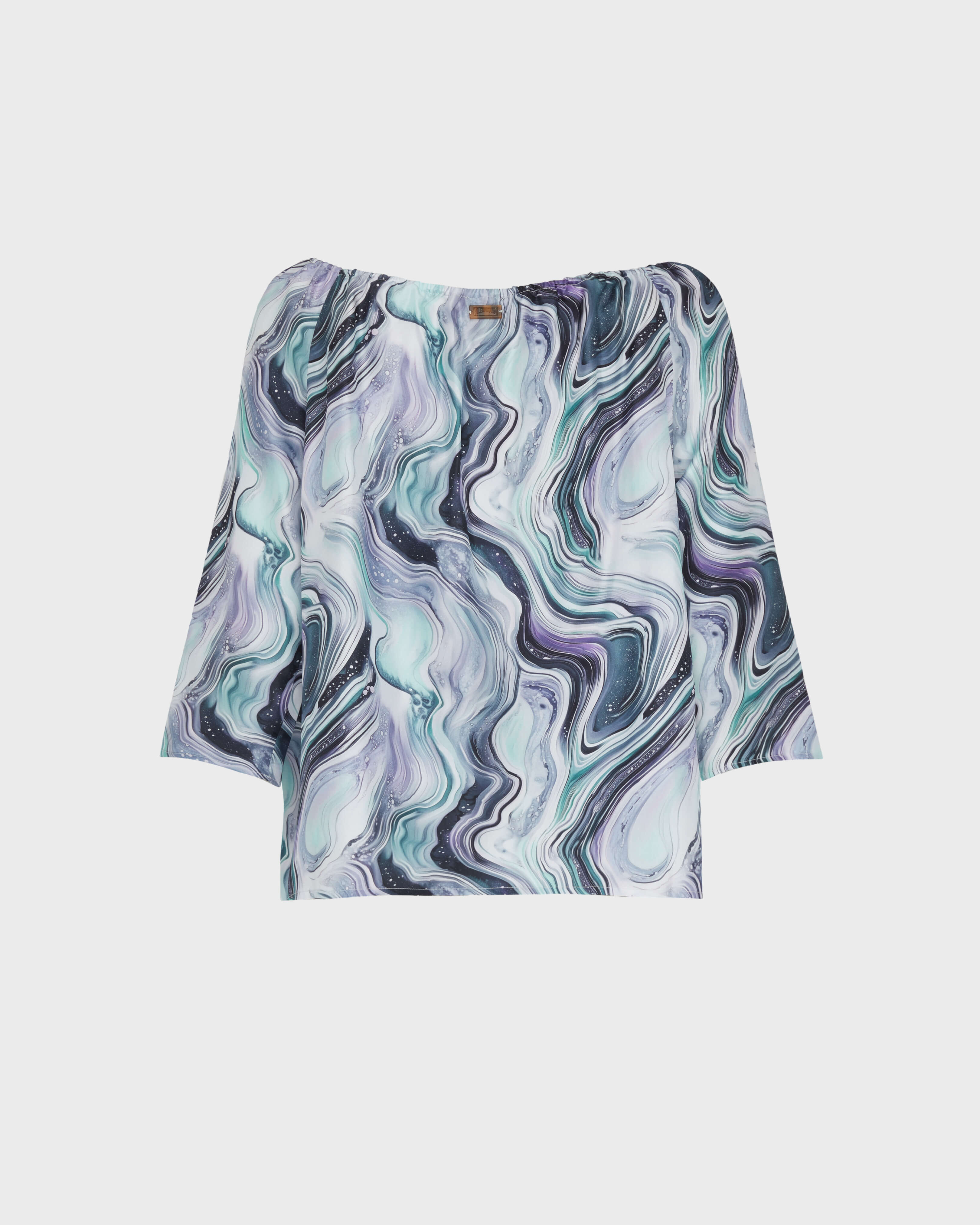 Camisa de seda con estampado Marble para mujer BLANCO back view