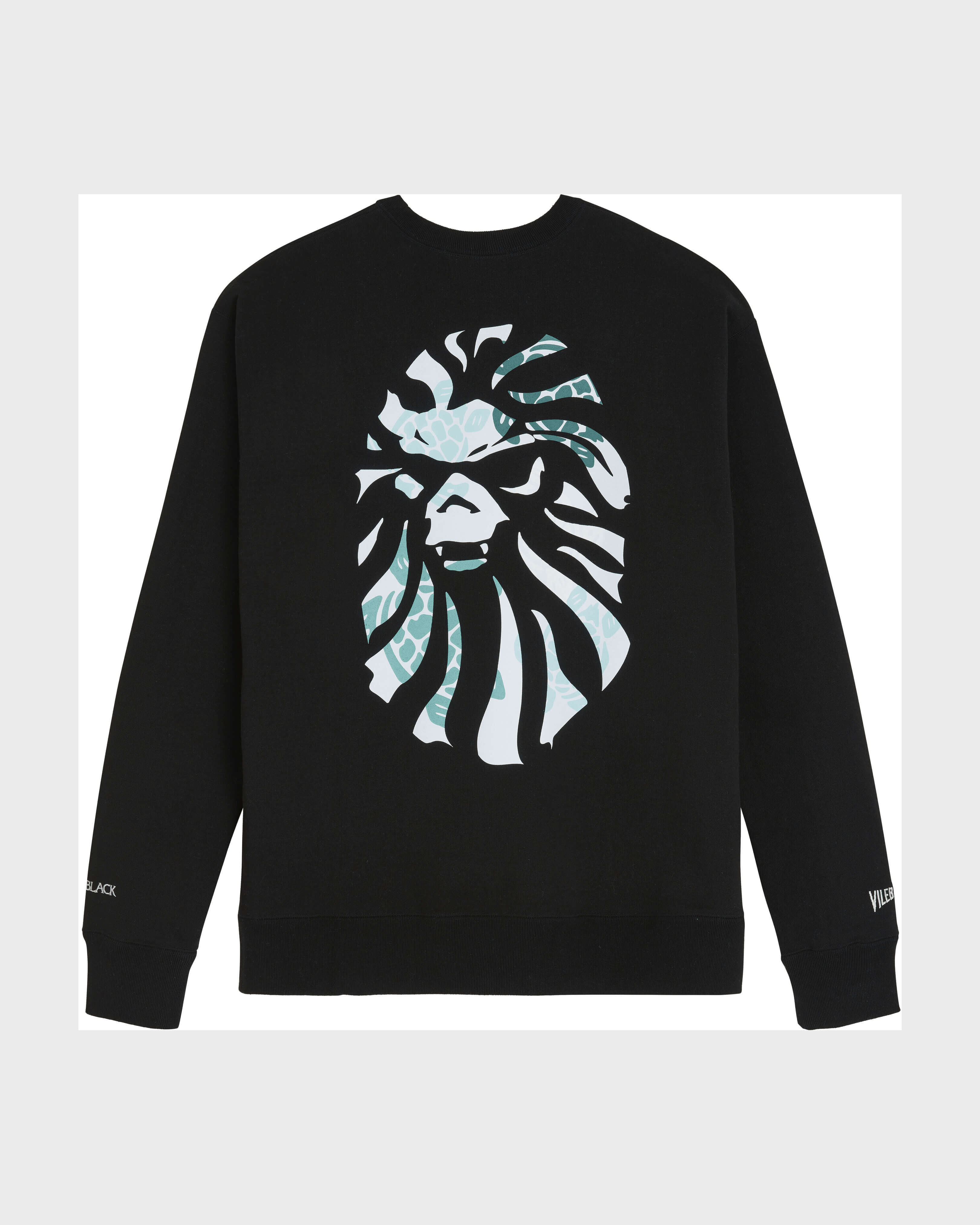 Men Cotton Crewneck Sweatshirt Turtles Printed - Vilebrequin x BAPE® BLACK NERO back view