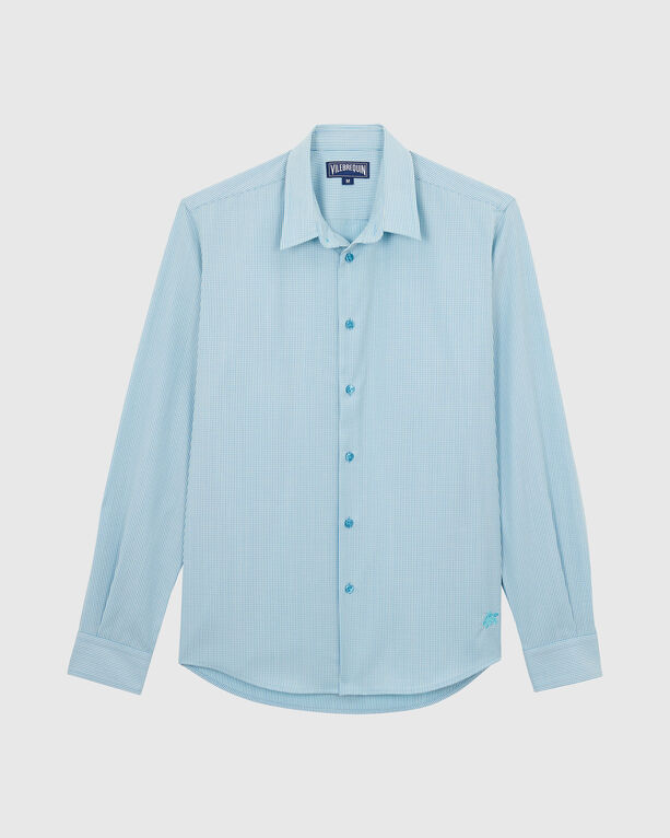 Vilebrequin - Men Wool Shirt Micro Rayures Tailoring - Shirt - Cool - Blue - Size L
