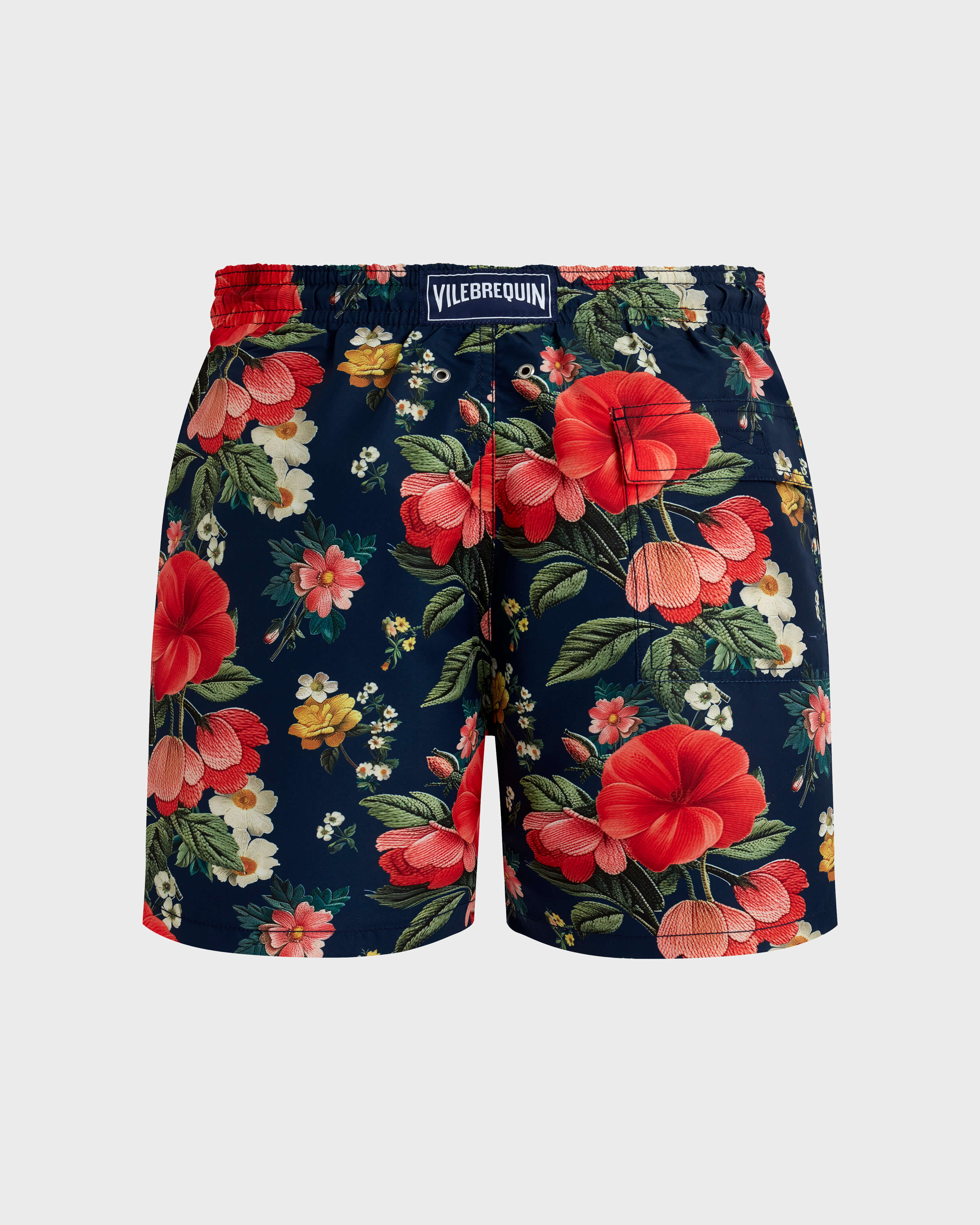 Men Swim Shorts Flowers NAVY back view