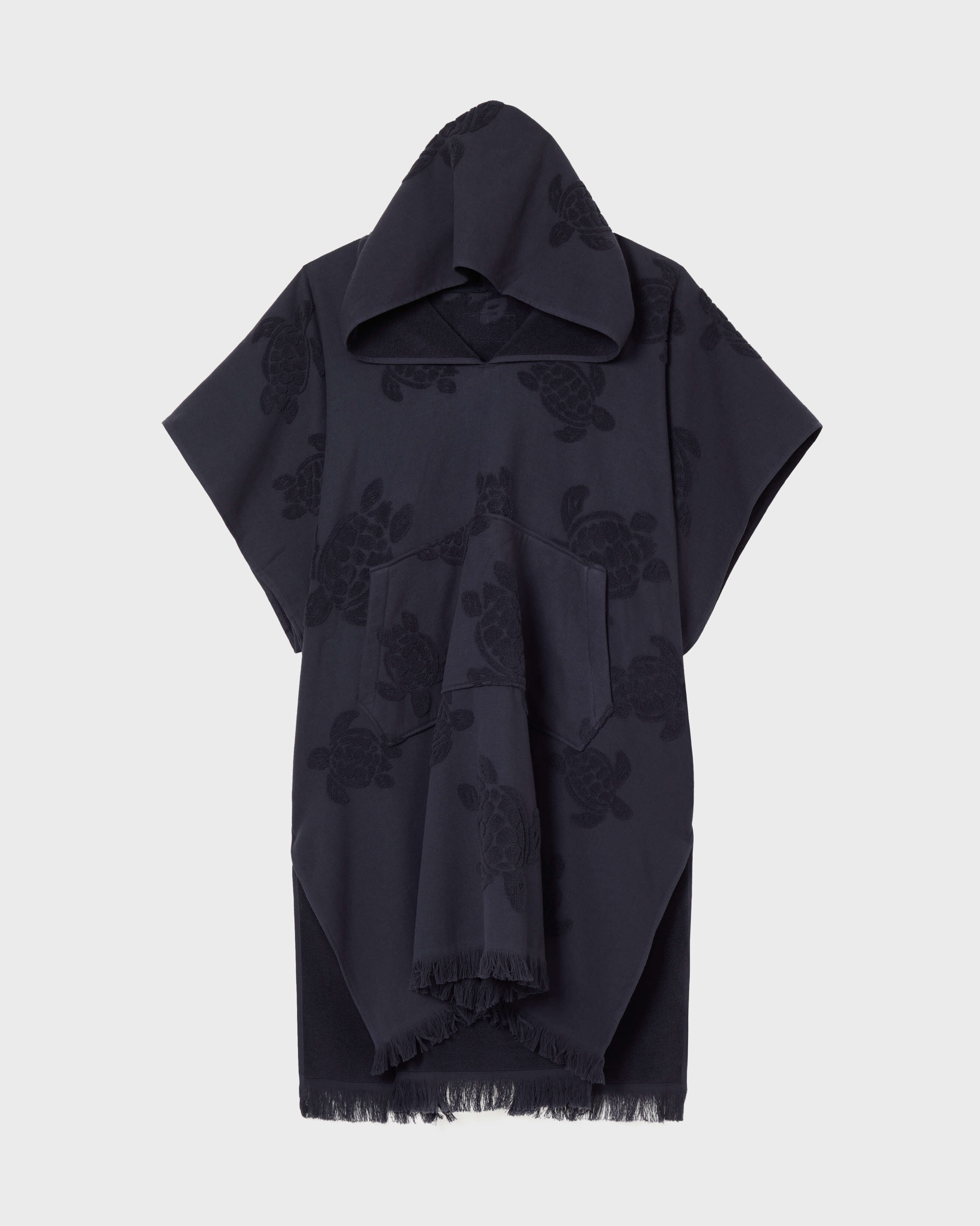 Unisex Cotton poncho Ronde des Tortues NAVY front view