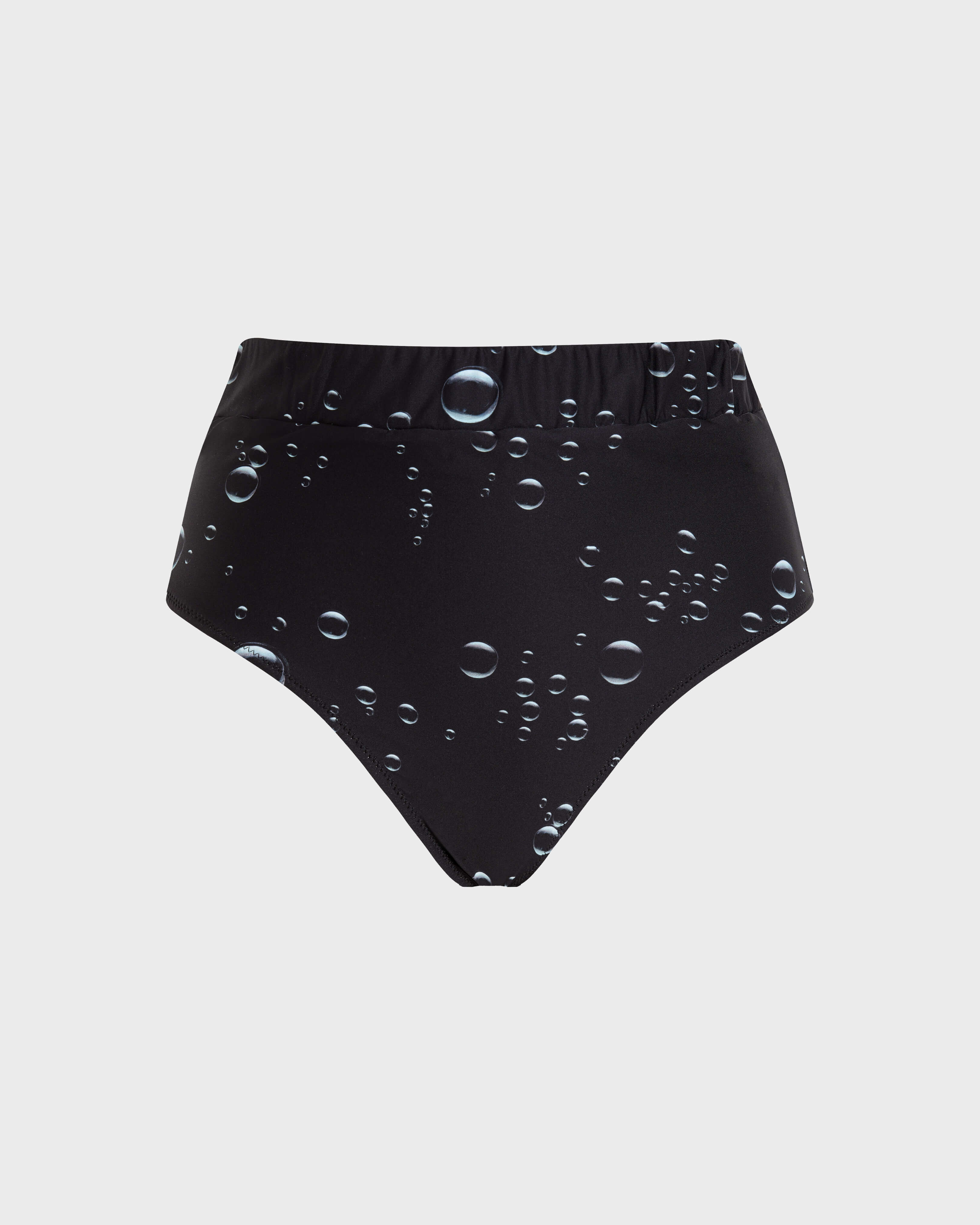 Women High-waisted Bikini Bottom Bubble 3D BLACK front view