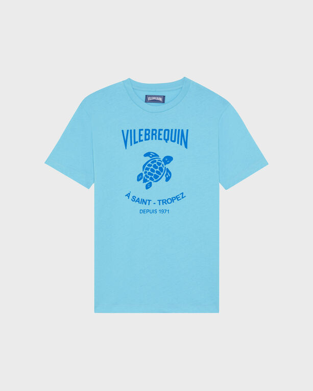 Vilebrequin - Baumwoll-t-shirt Mit Aufgedrucktem Kontrastlogo Aus Gummi Für Herren - T-shirt - Portisol - Blau - Größe XXXL