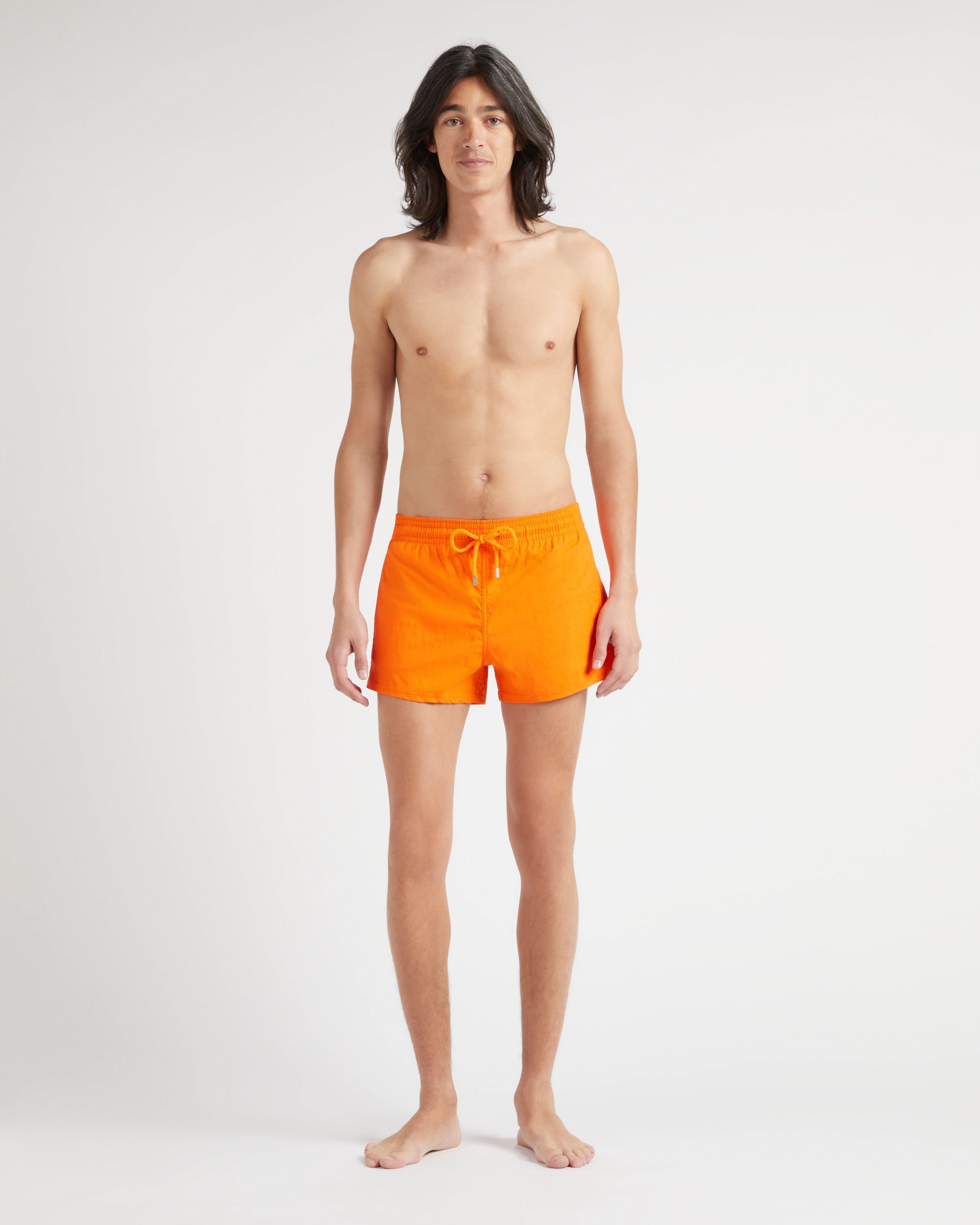 Men Short Swim Shorts Jacquard Turtles APRICOT frontworn view