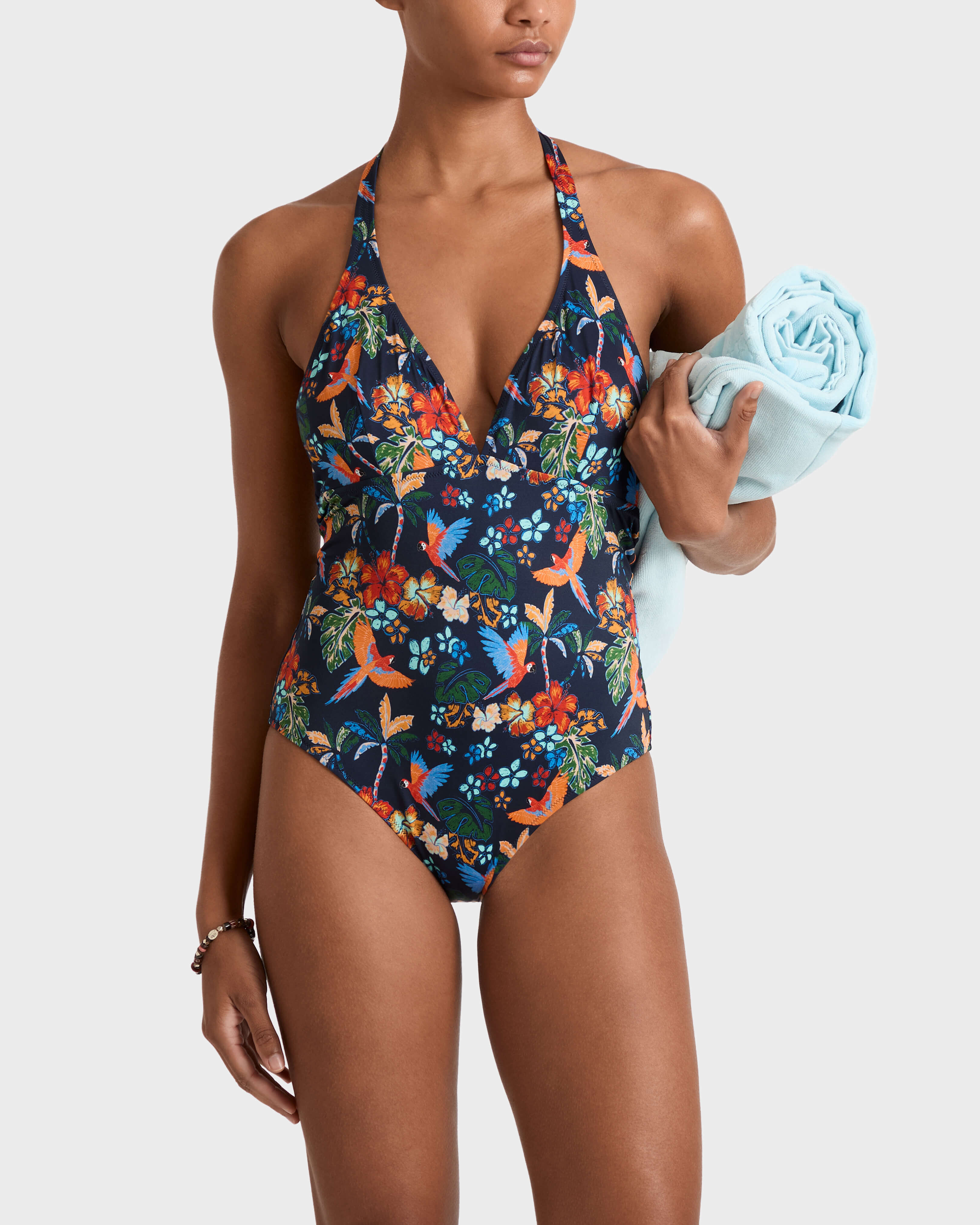 Costume intero donna all'americana Salva BLU MARINE frontworn view