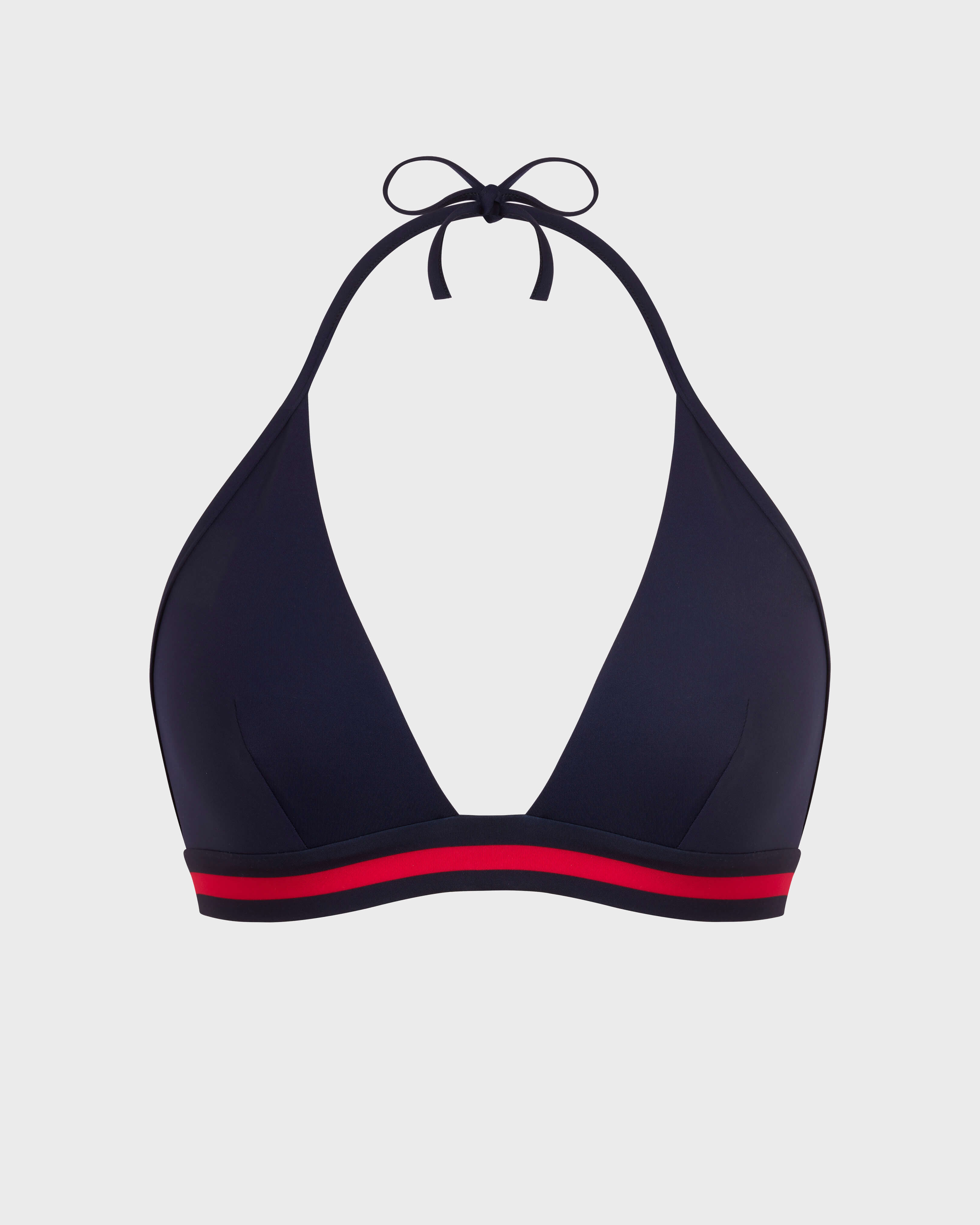 Women Halter Bikini Top Solid - Vilebrequin x Ines de la Fressange NAVY front view
