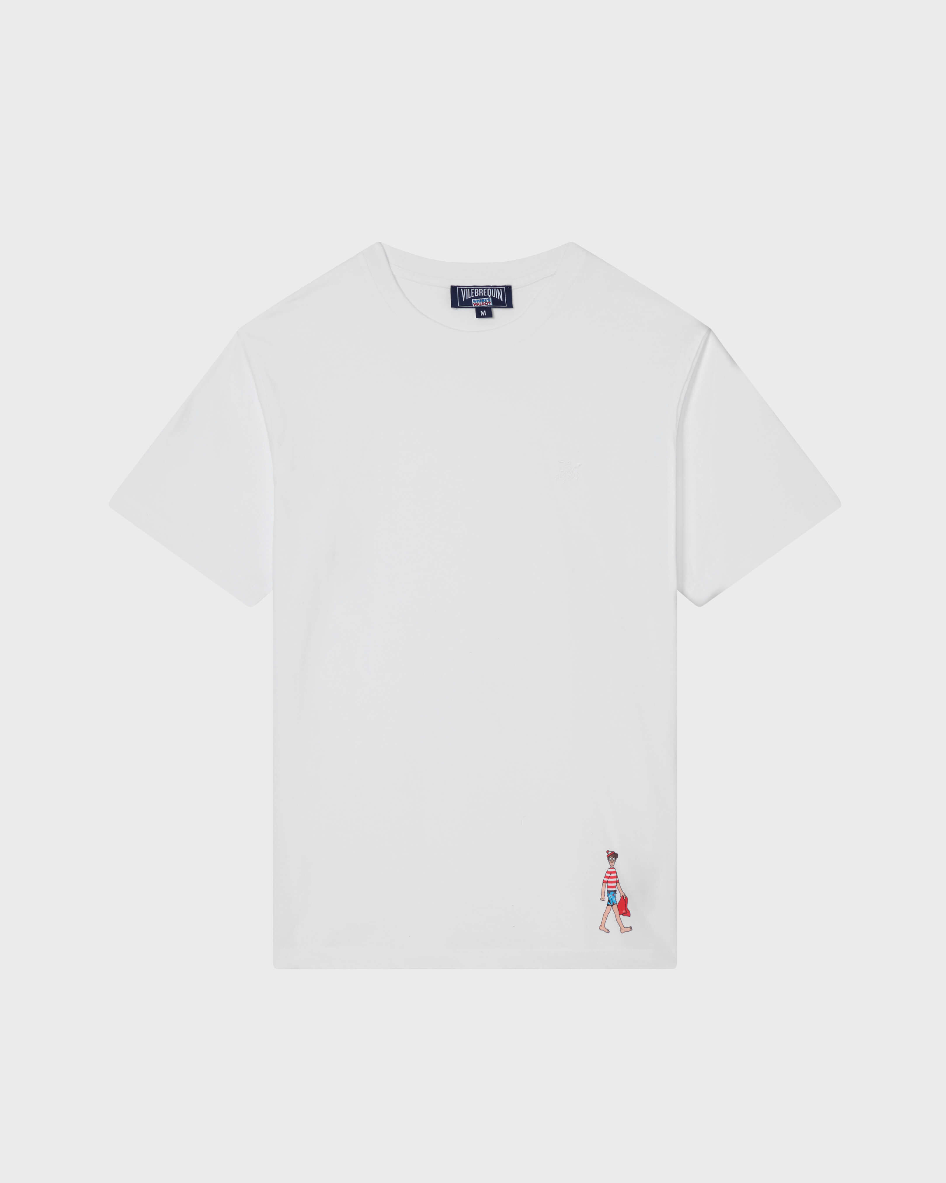 Men Cotton T-shirt Small Placed Wally - Vilebrequin x Where's Wally? WHITE front view