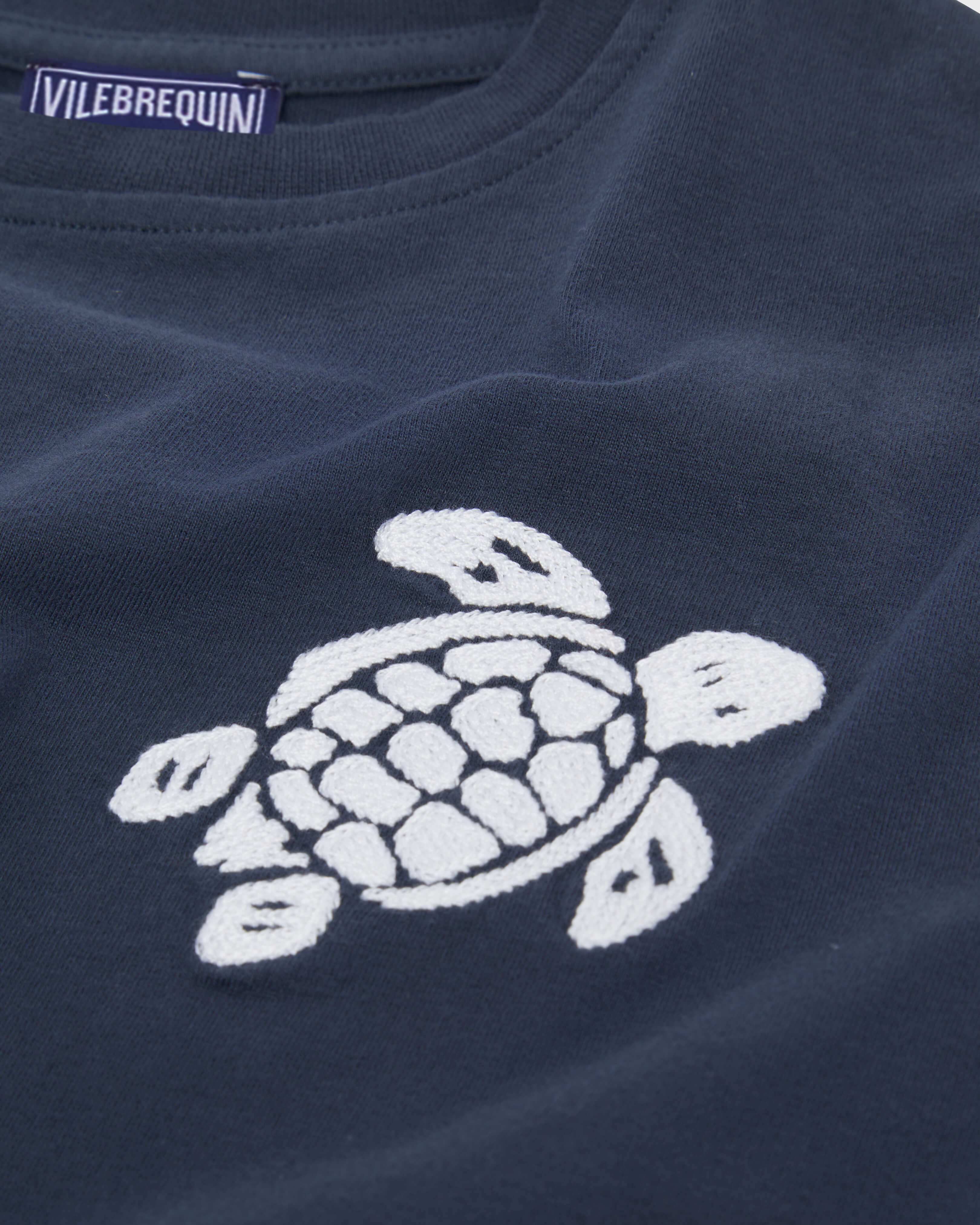 Boys Organic Cotton T-shirt Embroidered Turtle NAVY look1 view