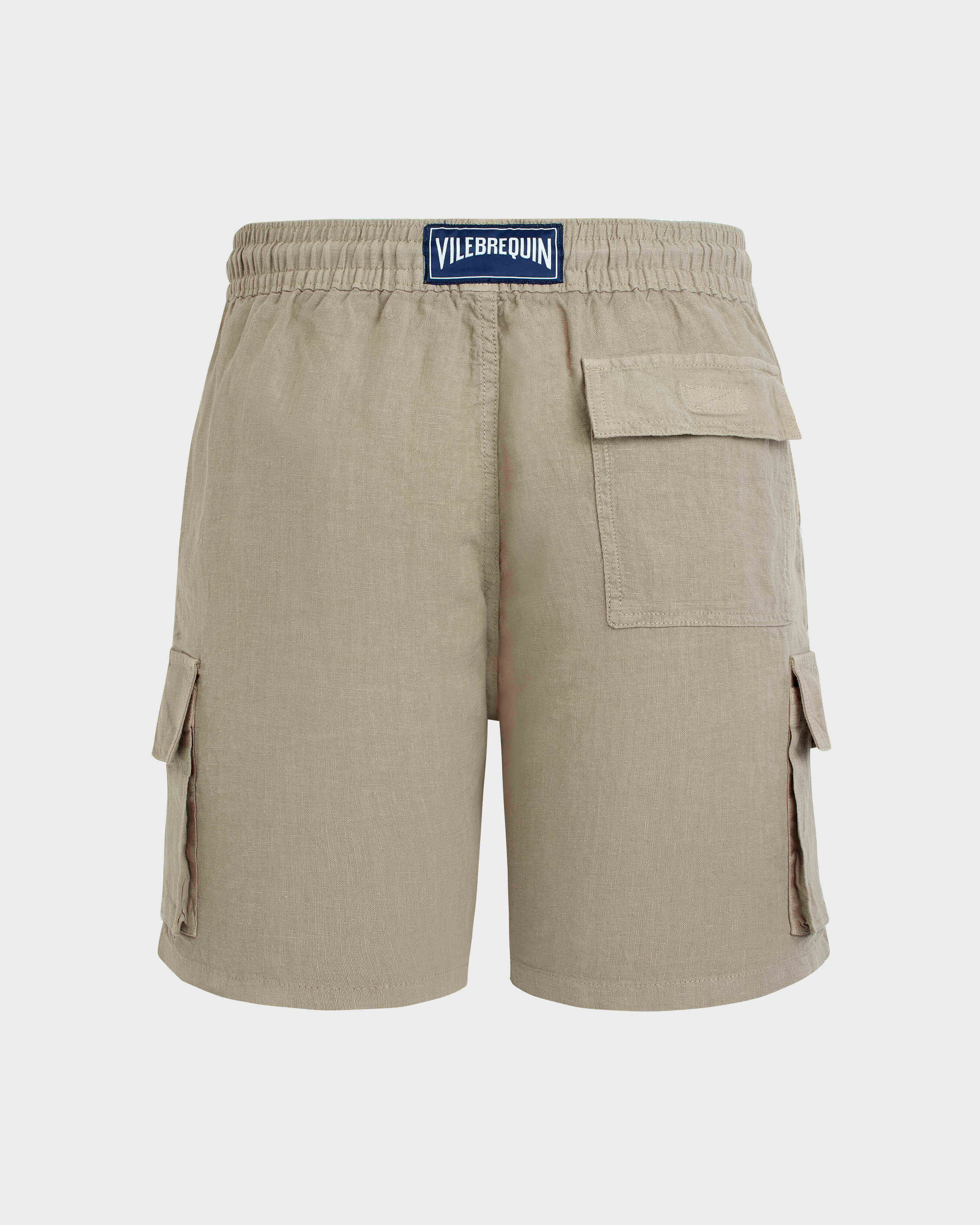 Men Linen Bermuda Shorts Cargo Pockets SAFARI back view
