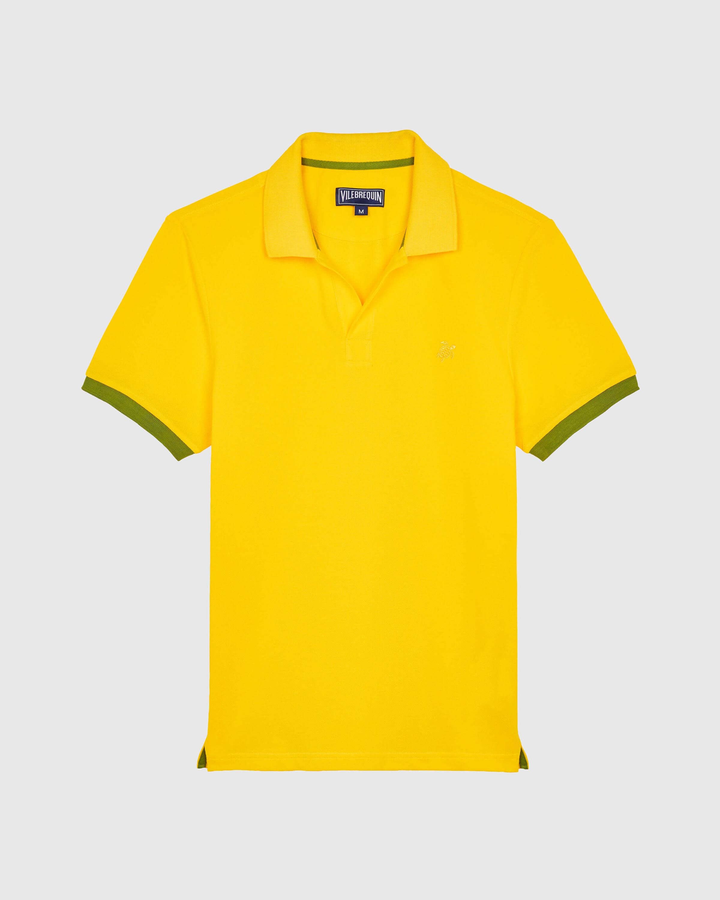 Men Organic Cotton Pique Polo Shirt Solid SUN front view