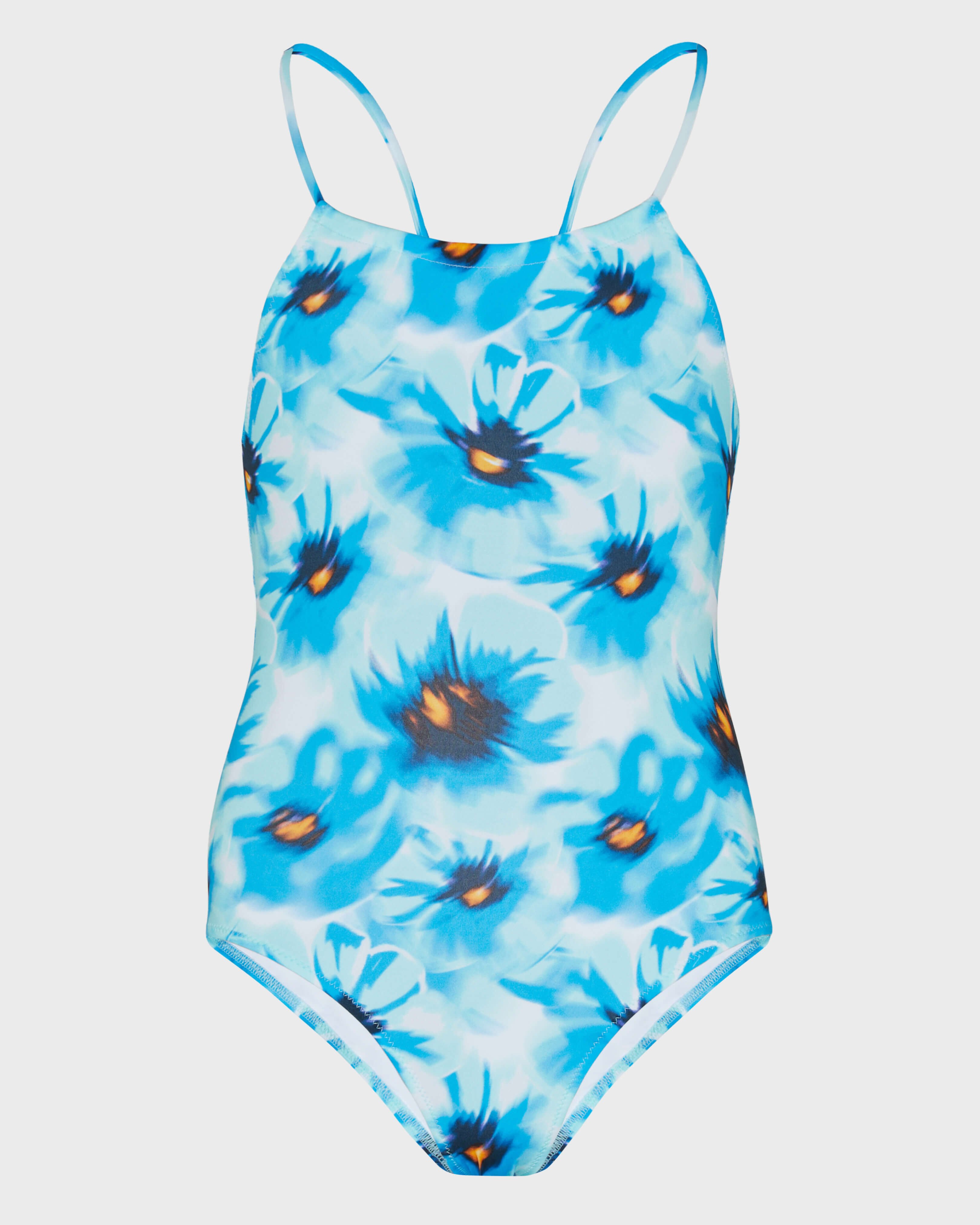 Girls One-piece swimsuit Poppies BLUE TOPAZ front view