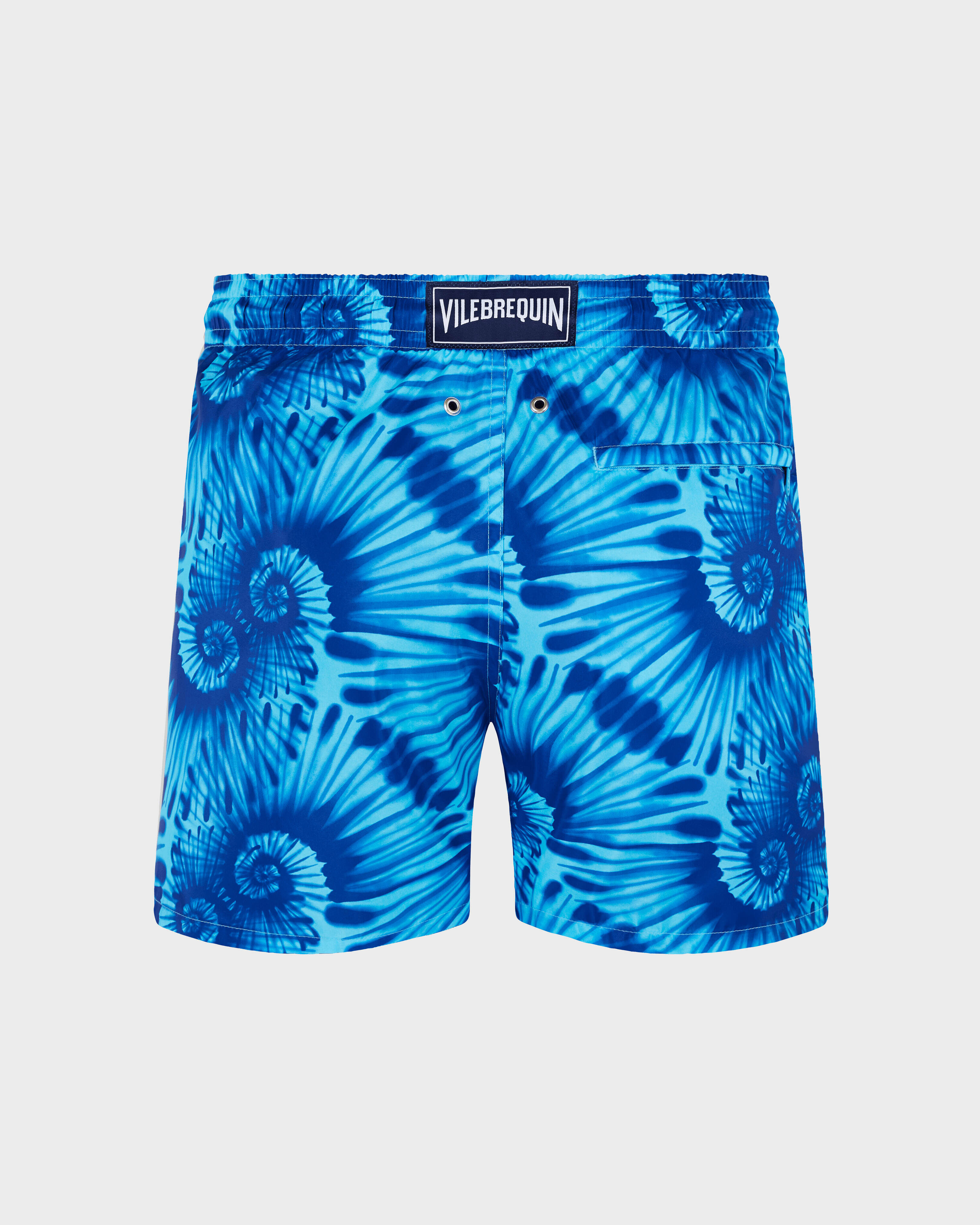 Bañador ultraligero y plegable con estampado Nautilius Tieand Dye para hombre CELESTE back view