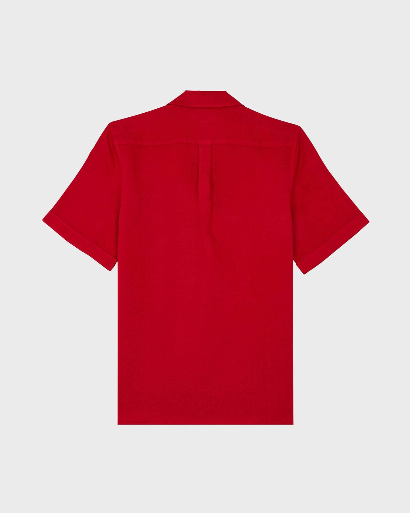 Camicia bowling uomo in lino tinta unita MOULIN ROUGE back view