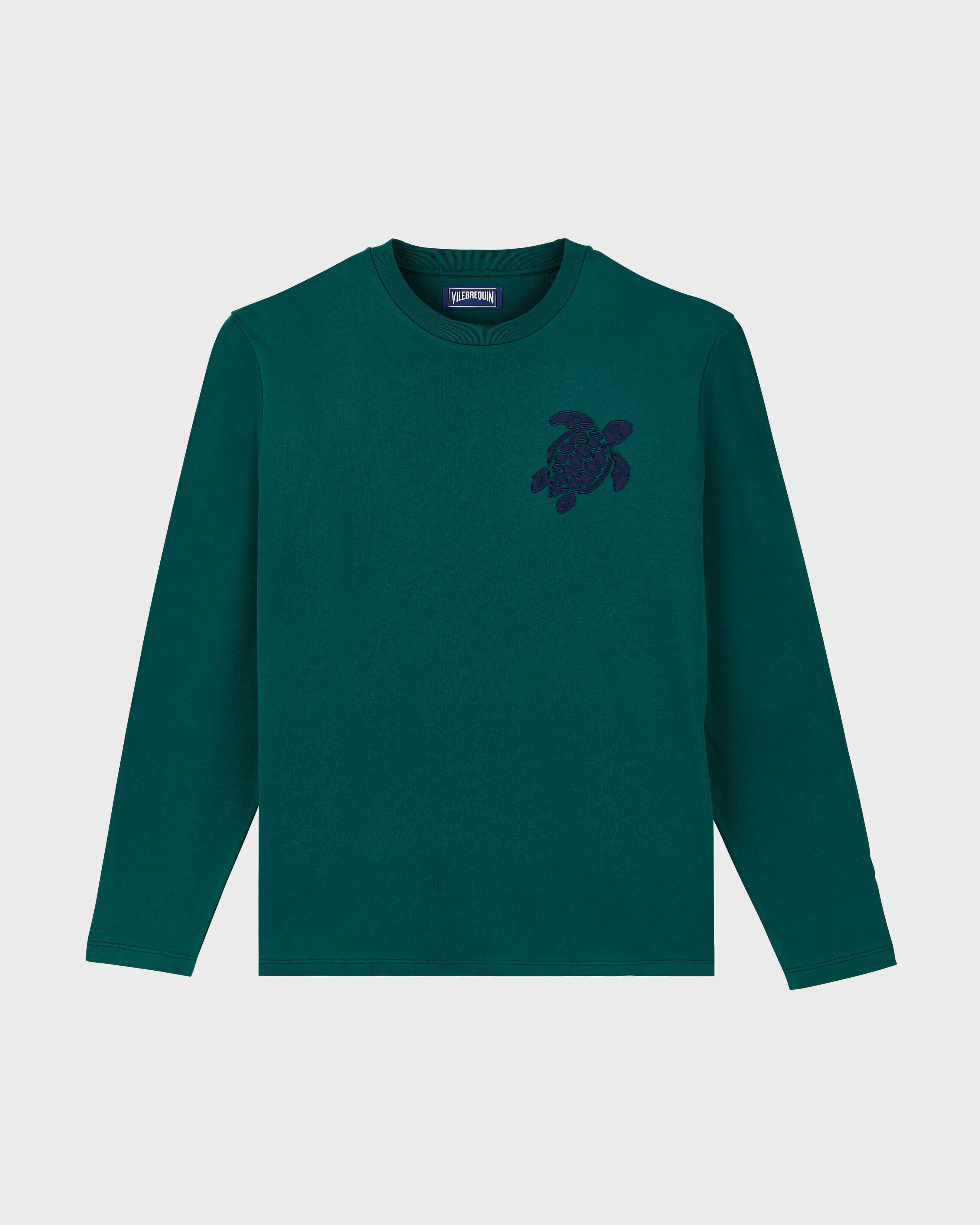 Men Cotton Long Sleeves T-shirt Embroidered Turtle IVY front view