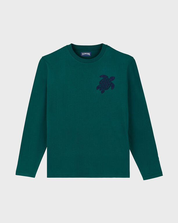 Vilebrequin - Men Cotton Long Sleeves T-shirt Embroidered Turtle - Tee Shirt - Ales - Green - Size M