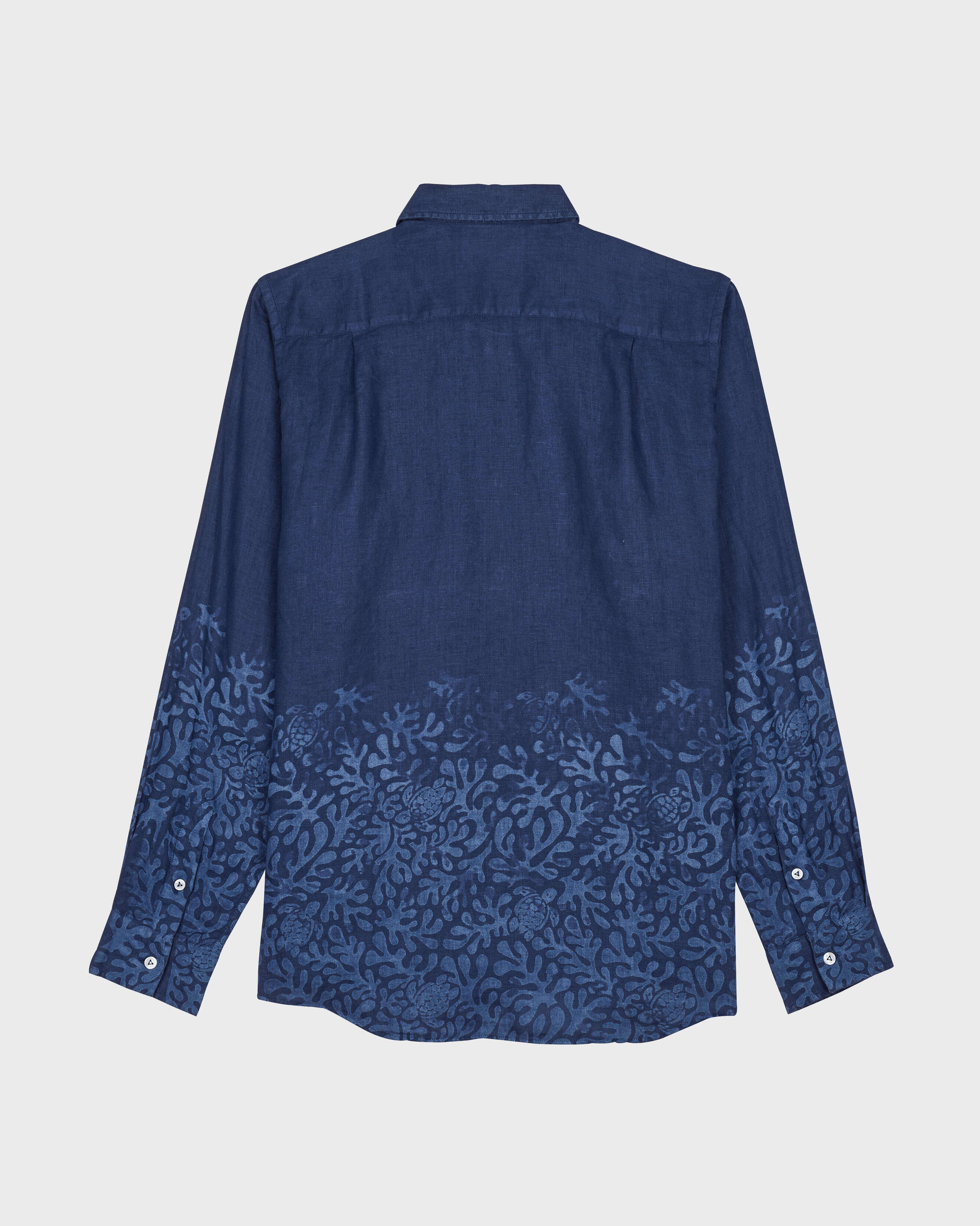 Tropical Turtles Leinenhemd für Herren MARINEBLAU back view