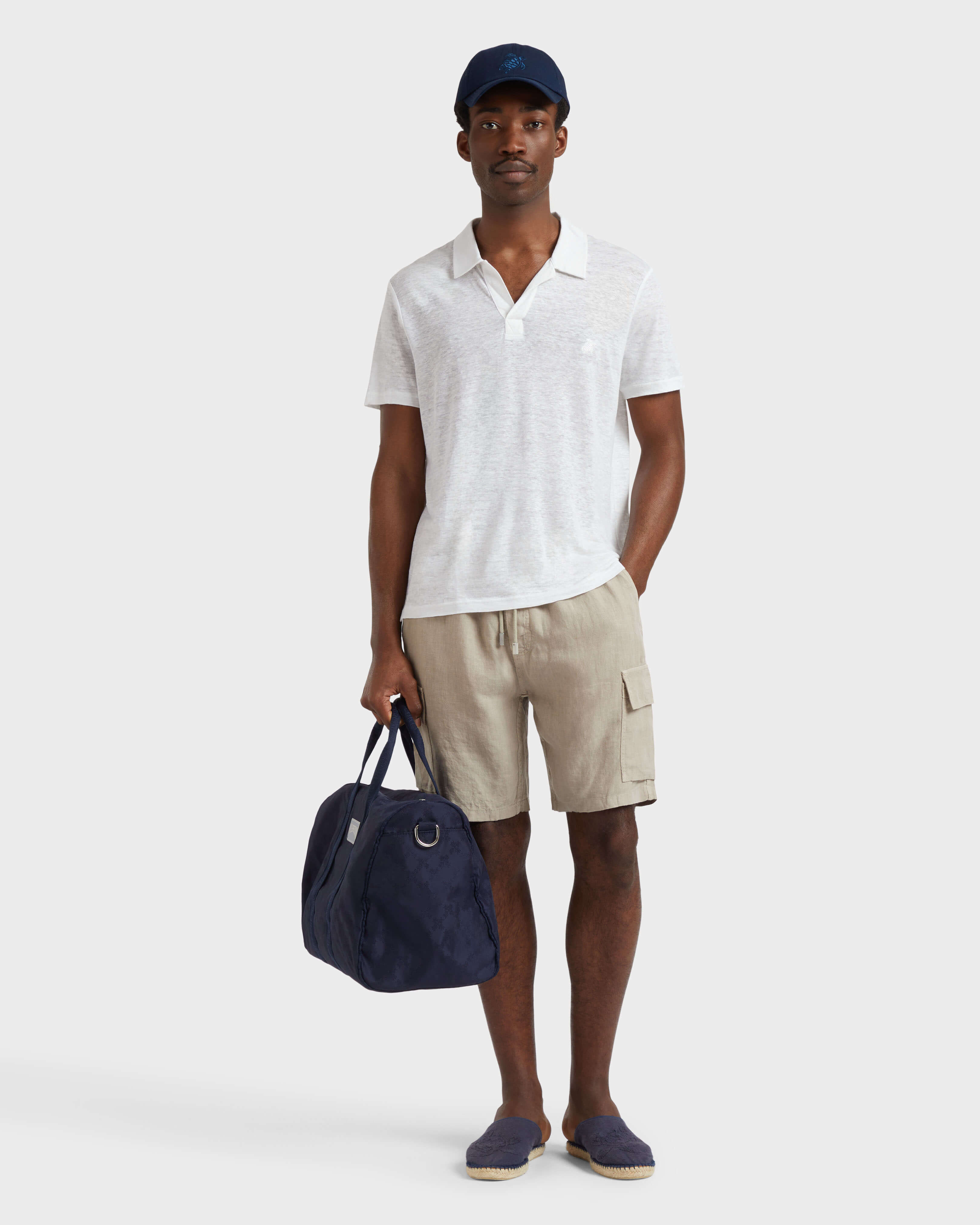 Men Linen Bermuda Shorts Cargo Pockets SAFARI supp1 view