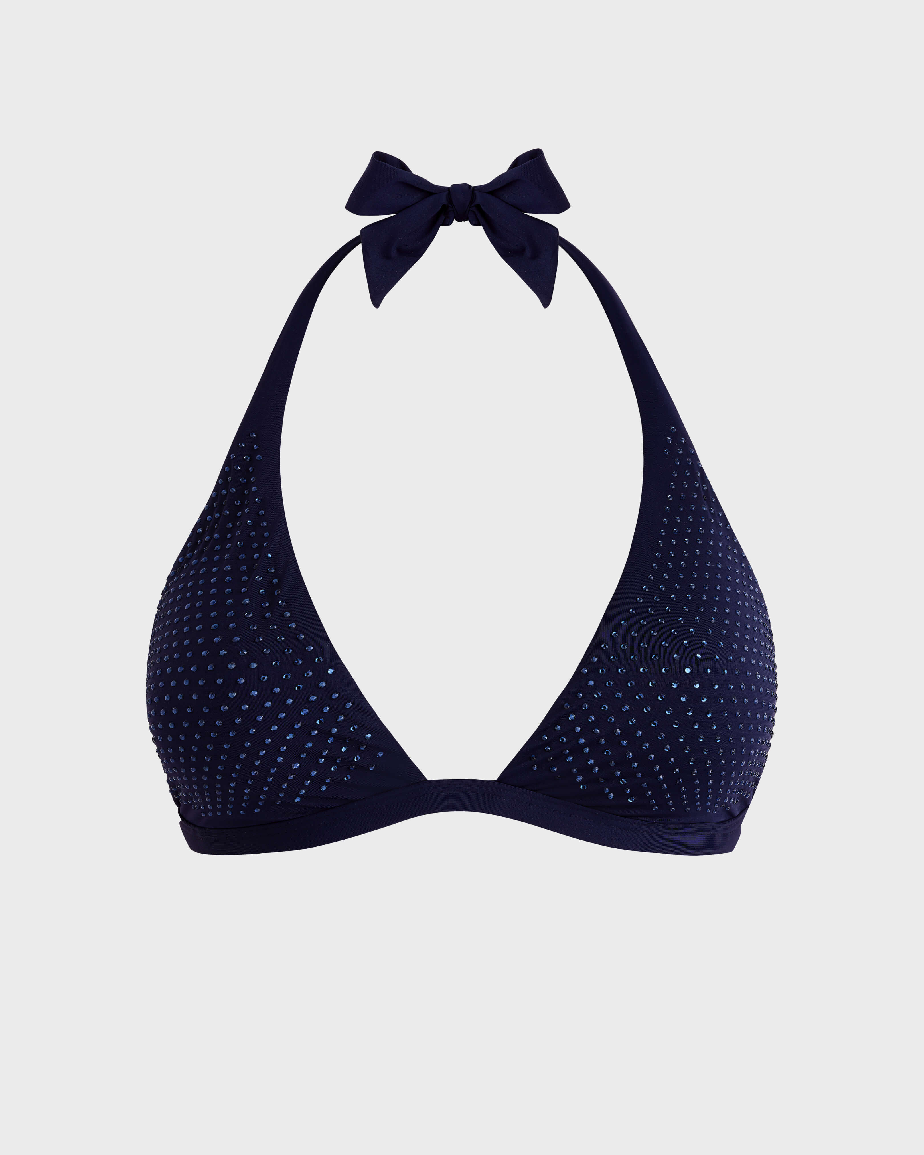 Women Halter Bikini Top Strass NAVY front view
