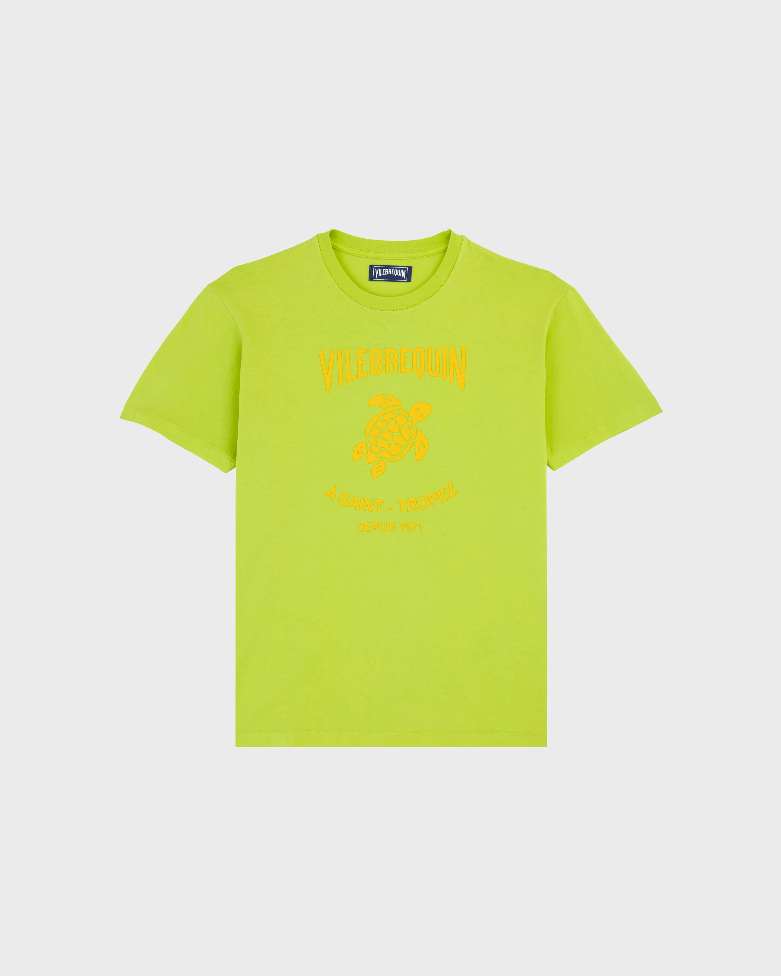 Men Cotton T-Shirt Printed Turtle Logo LEMONGRASS front view