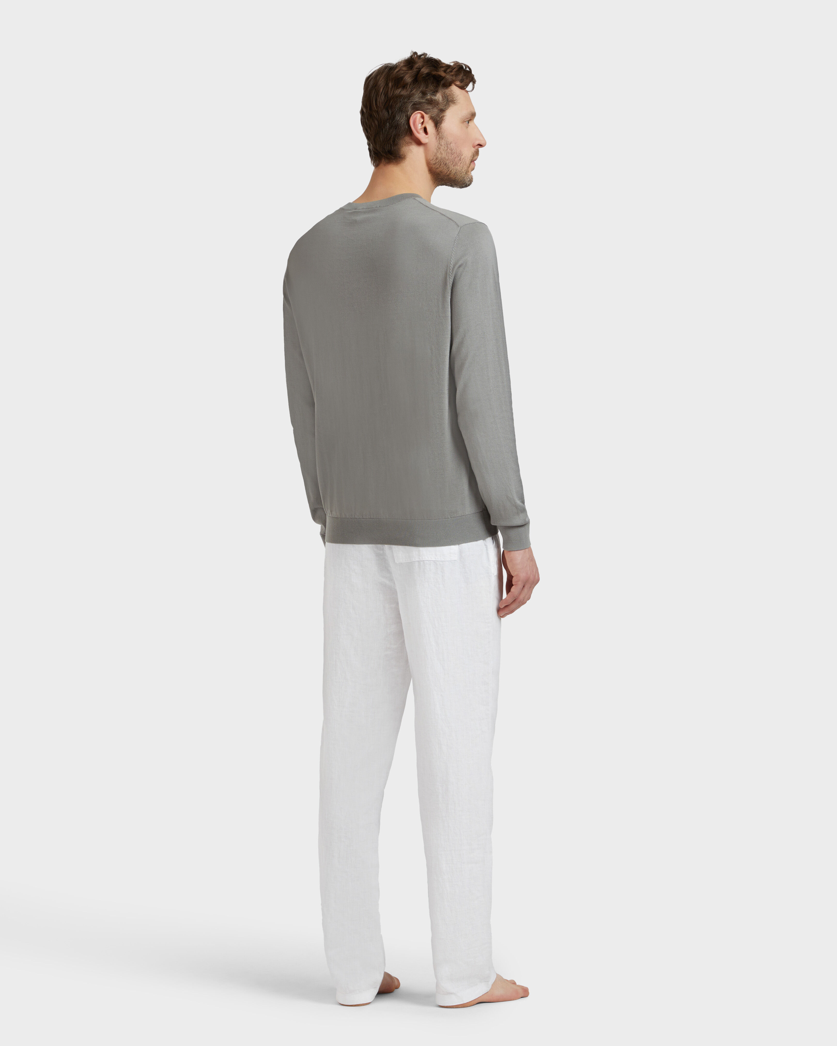 Men Cotton Sweater Turtle HEATHER GREY backworn view