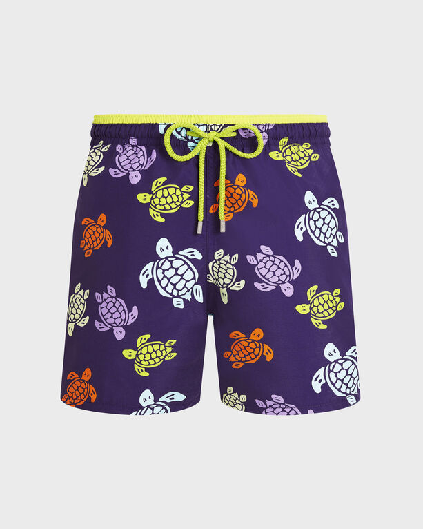Vilebrequin Men's - Bicolor Swim Shorts Tortues Multicolores - Swimwear - Moka - Purple Medium