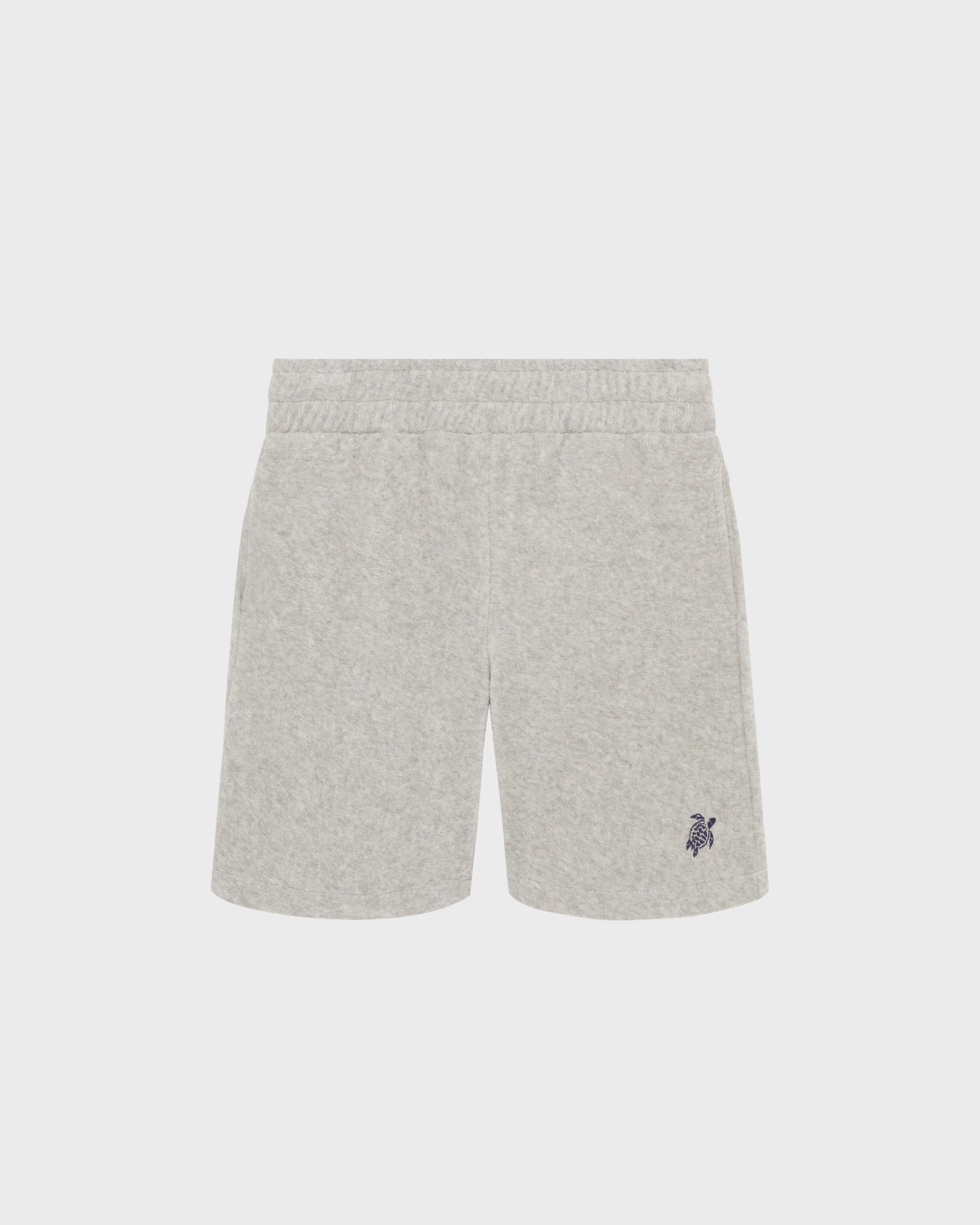 Boys Terry Bermuda Shorts Embroidered Turtle HEATHER GREY front view