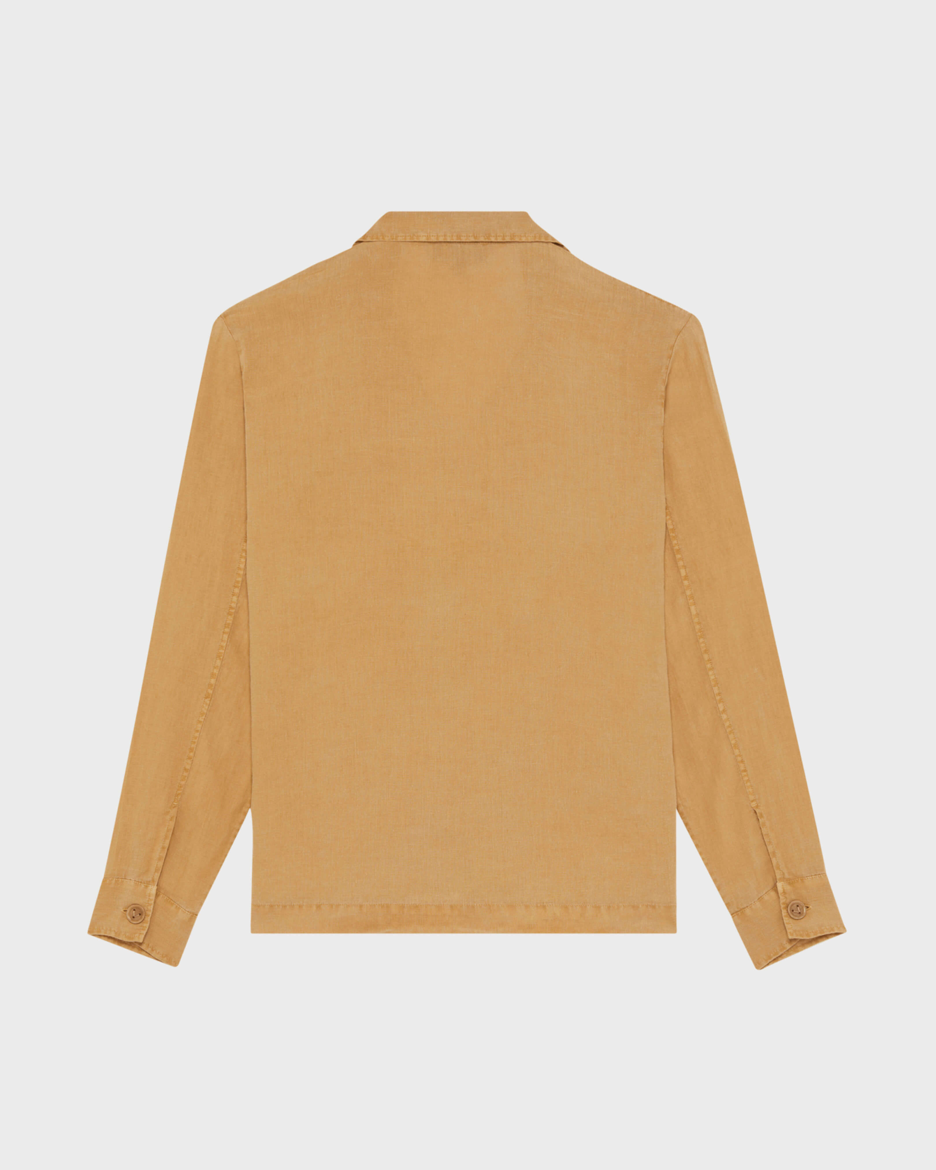 Men Linen Overshirt Solid MOCHA back view
