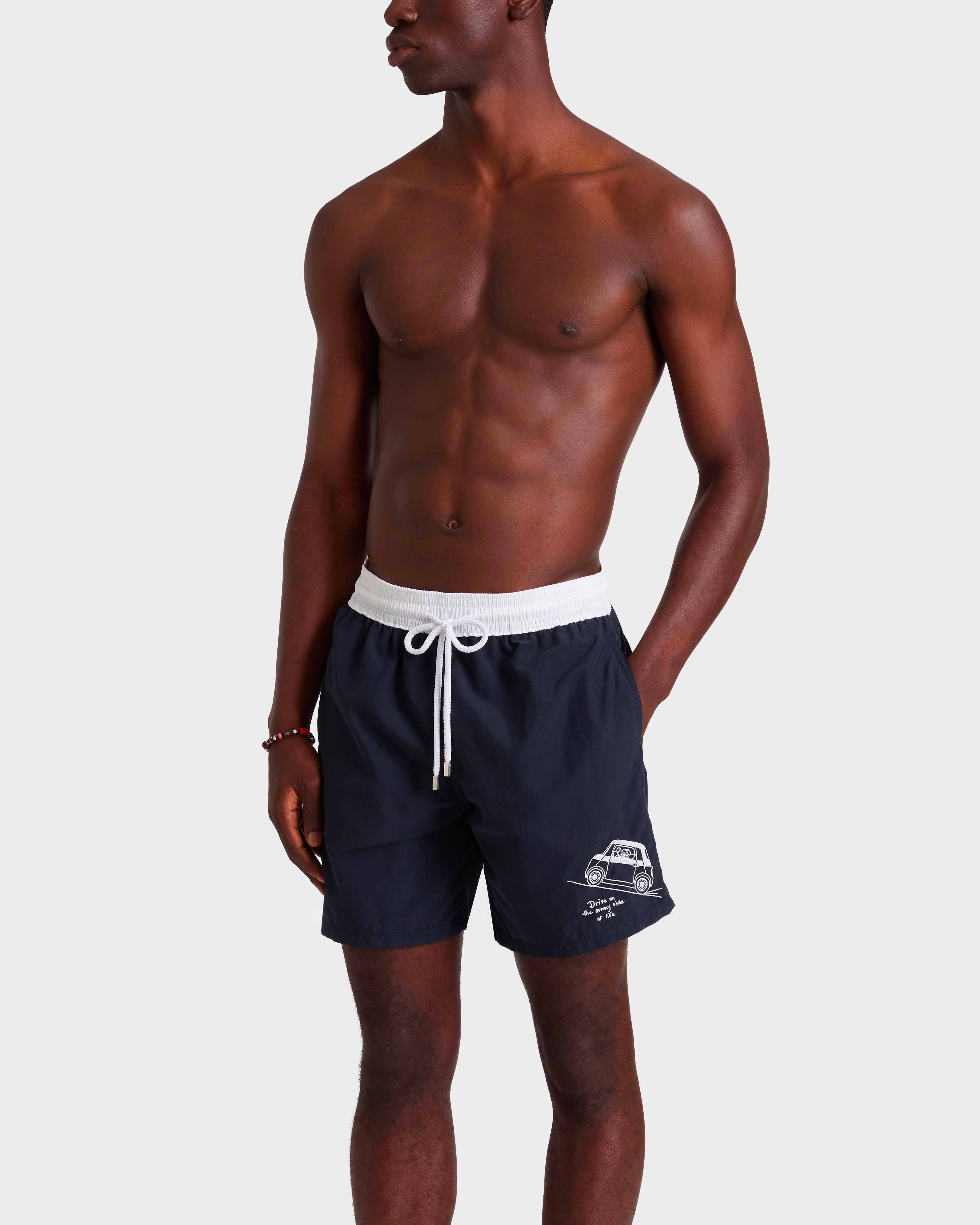 Sunny Topolino - Vilebrequin x FIAT Badeshorts mit Stickerei für Herren MARINEBLAU frontworn view