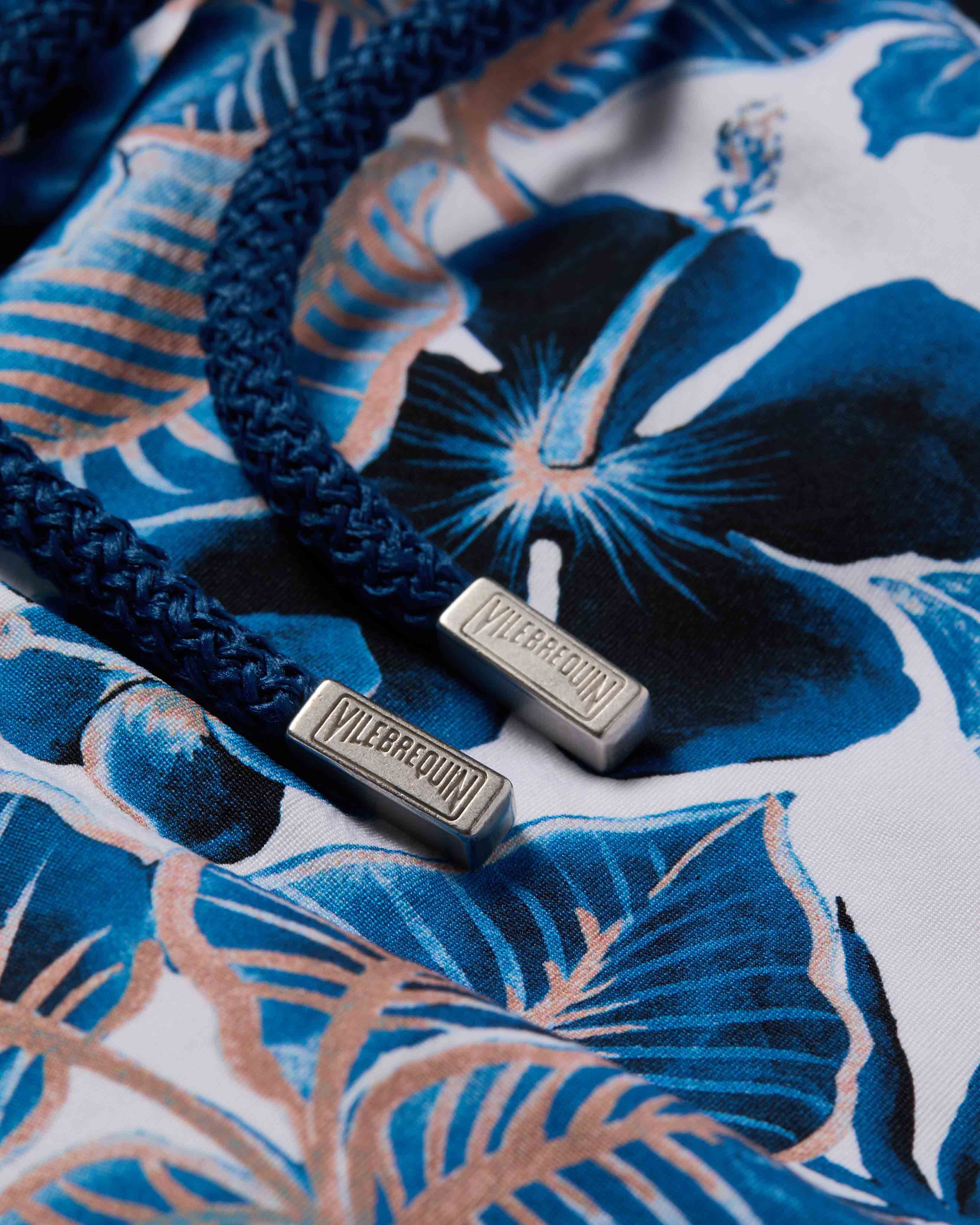 Kurze Island Flowers Stretch-Badeshorts für Herren WEISS supp1 view