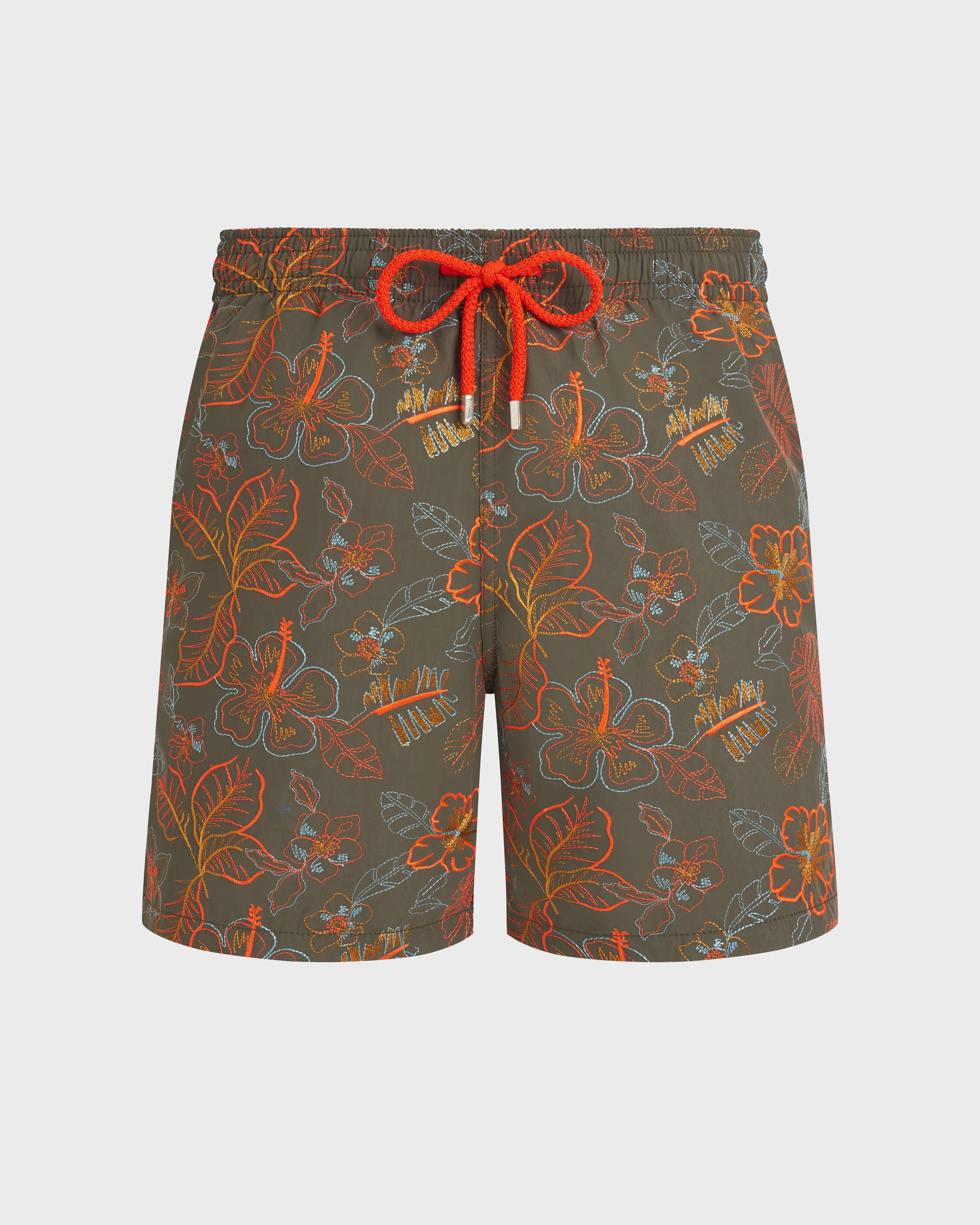 Pantaloncini mare uomo ricamati Island Flowers - Edizione limitata OLIVIER front view