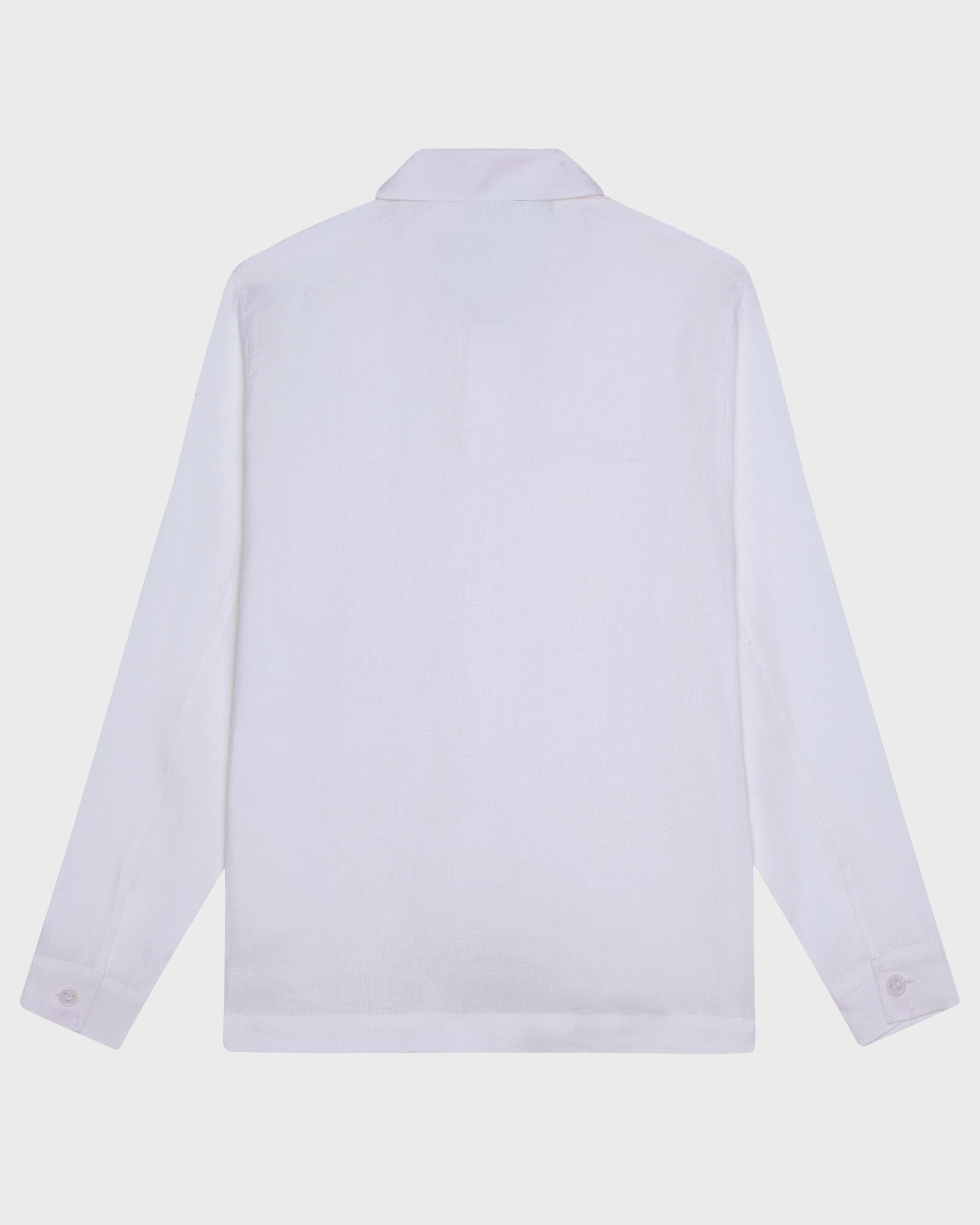 Men Linen Solid Overshirt WHITE back view