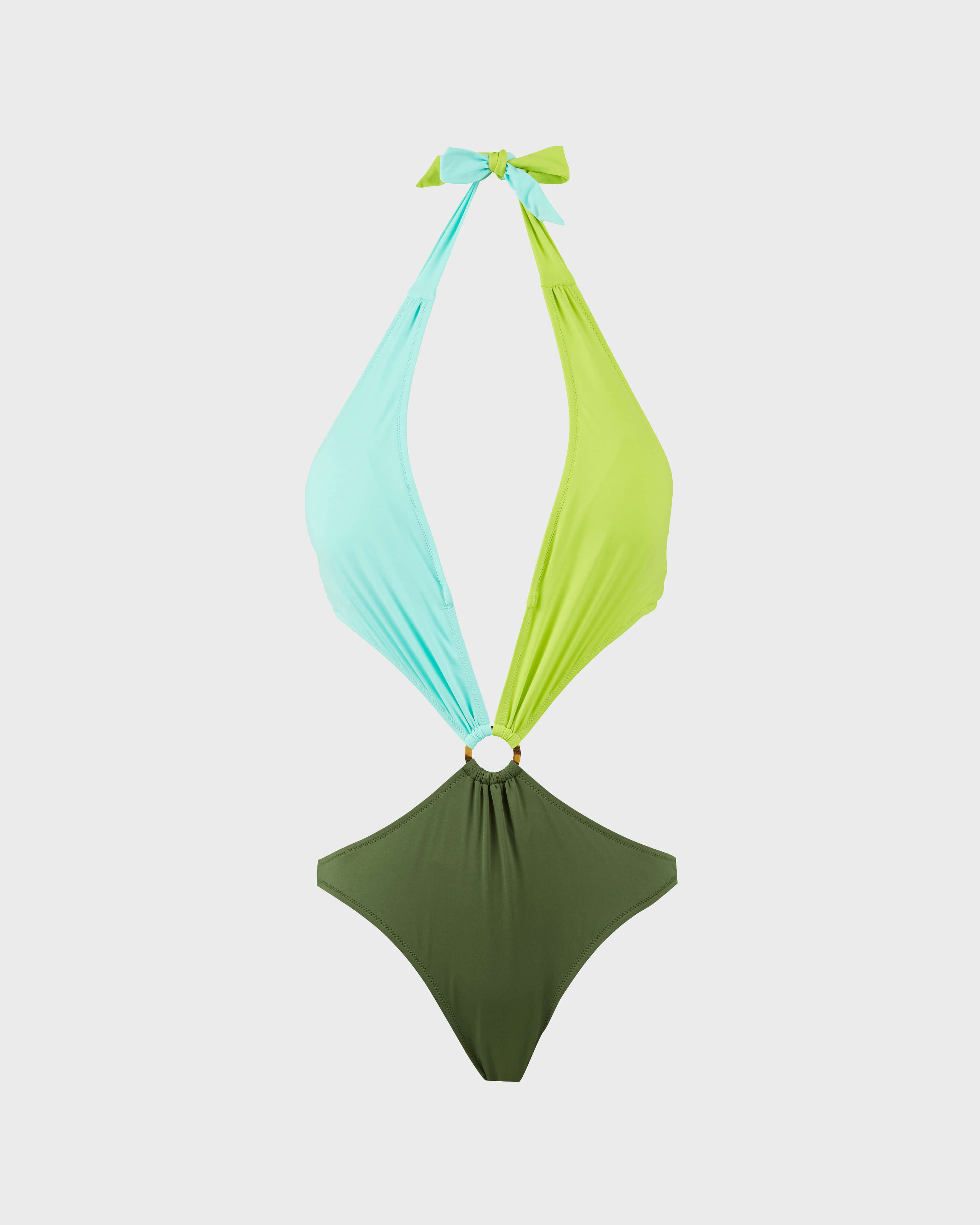 Women Trikini One-piece Swimsuit Solid SICOMORO front view