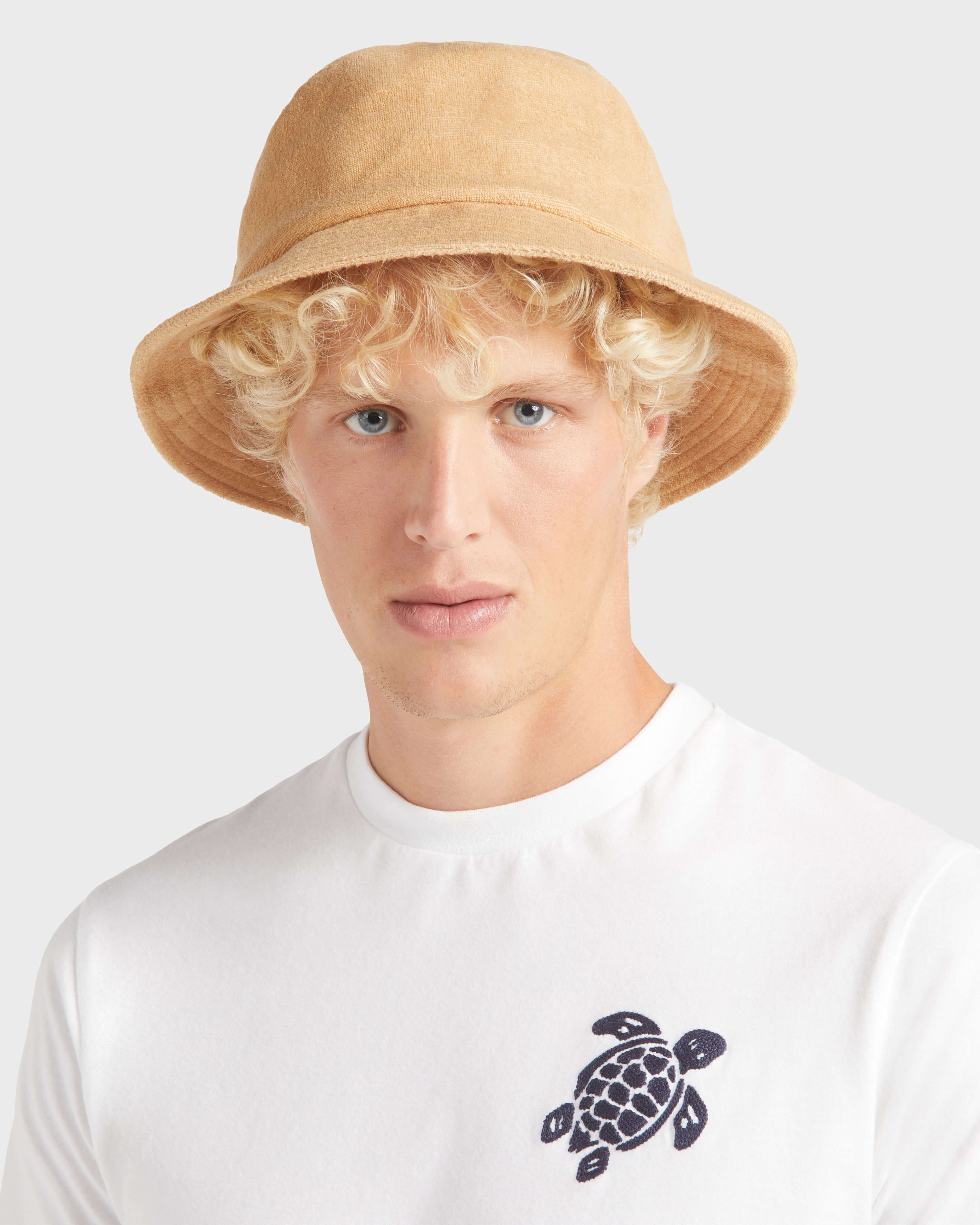 Unisex Terry Hat Solid MOCHA frontworn view