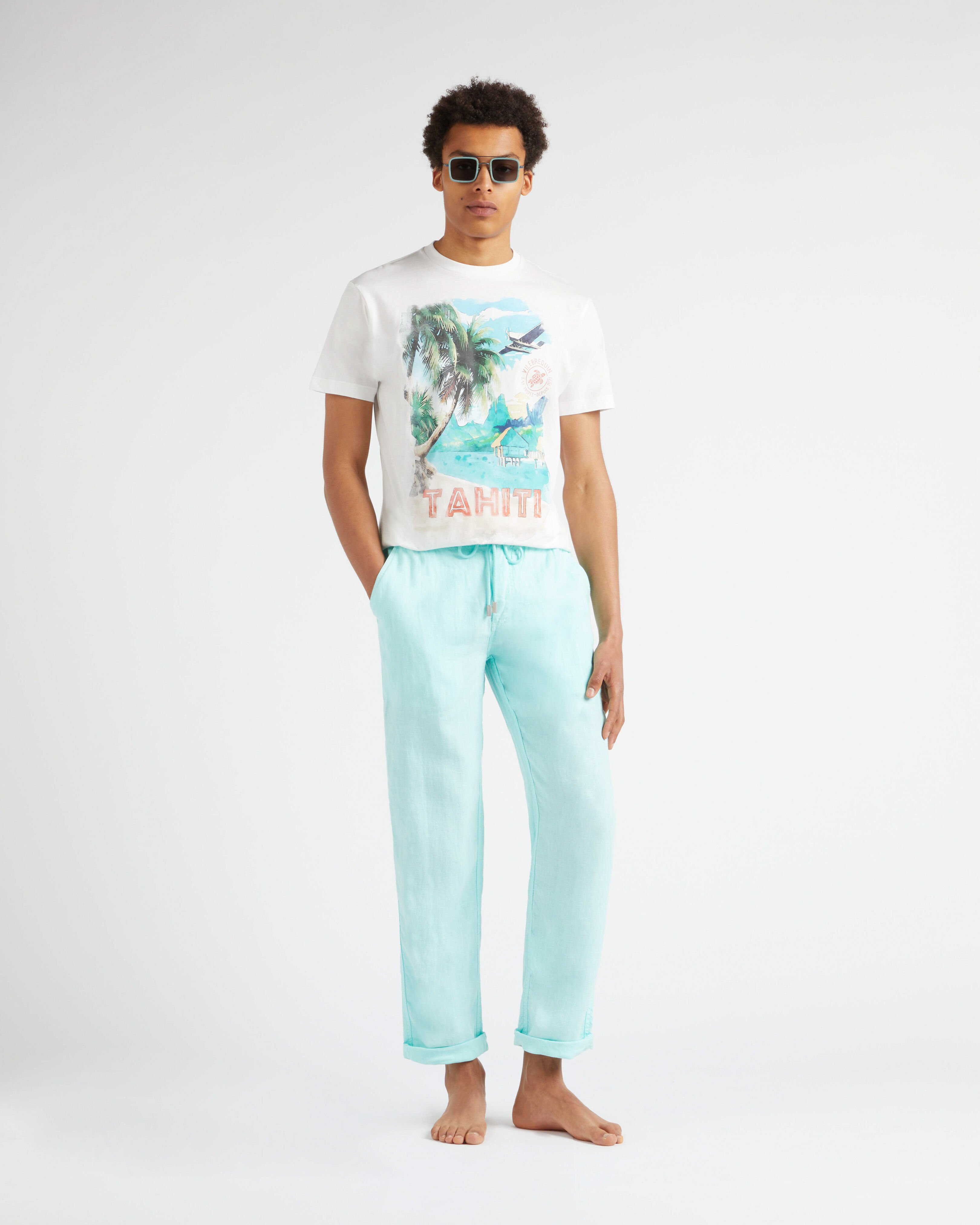 Pantaloni uomo in lino tinta unita dal taglio dritto LAGUNA supp1 view