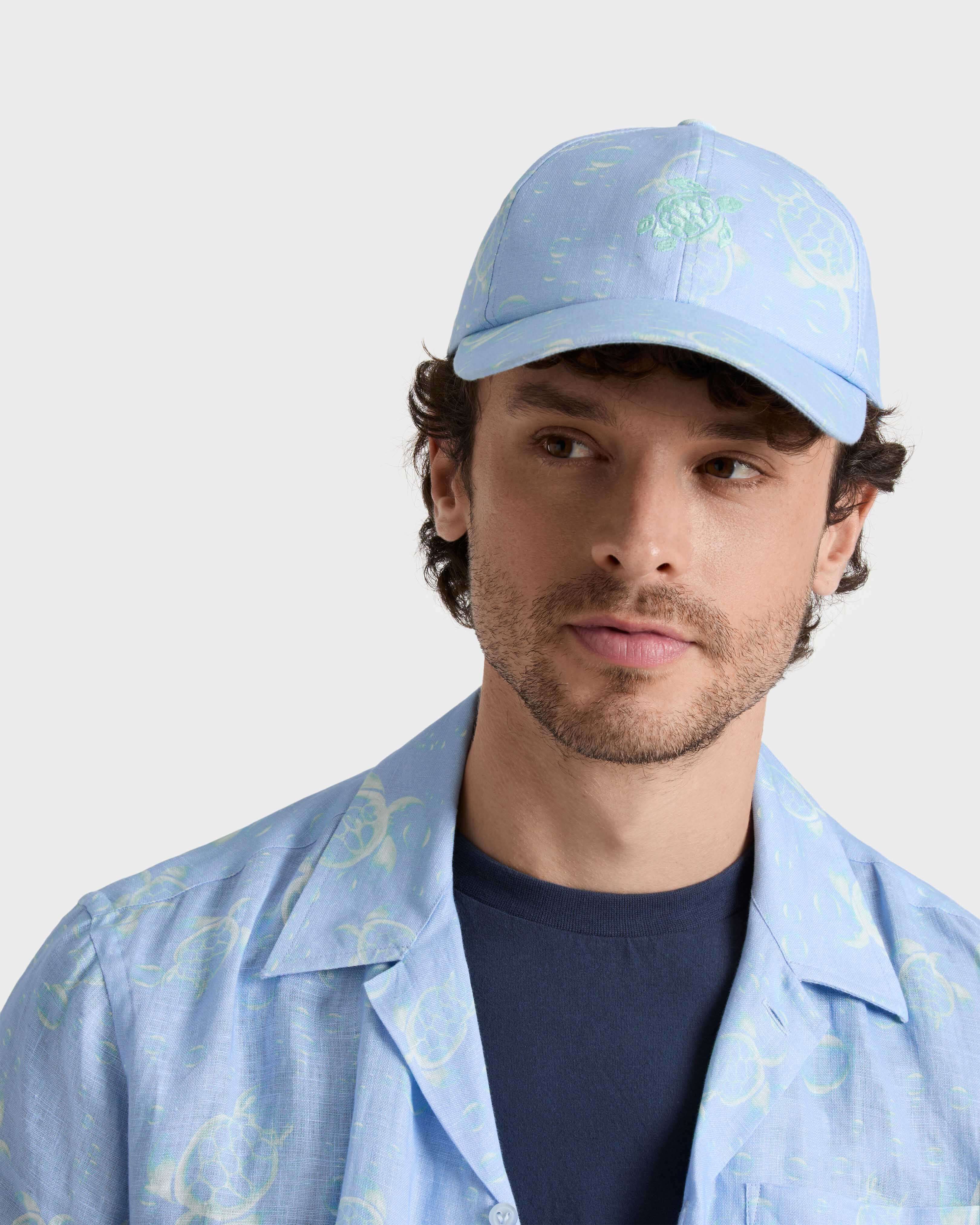 Bubbles Turtles 3D Kappe aus Leinen für Herren CLOUDY frontworn view