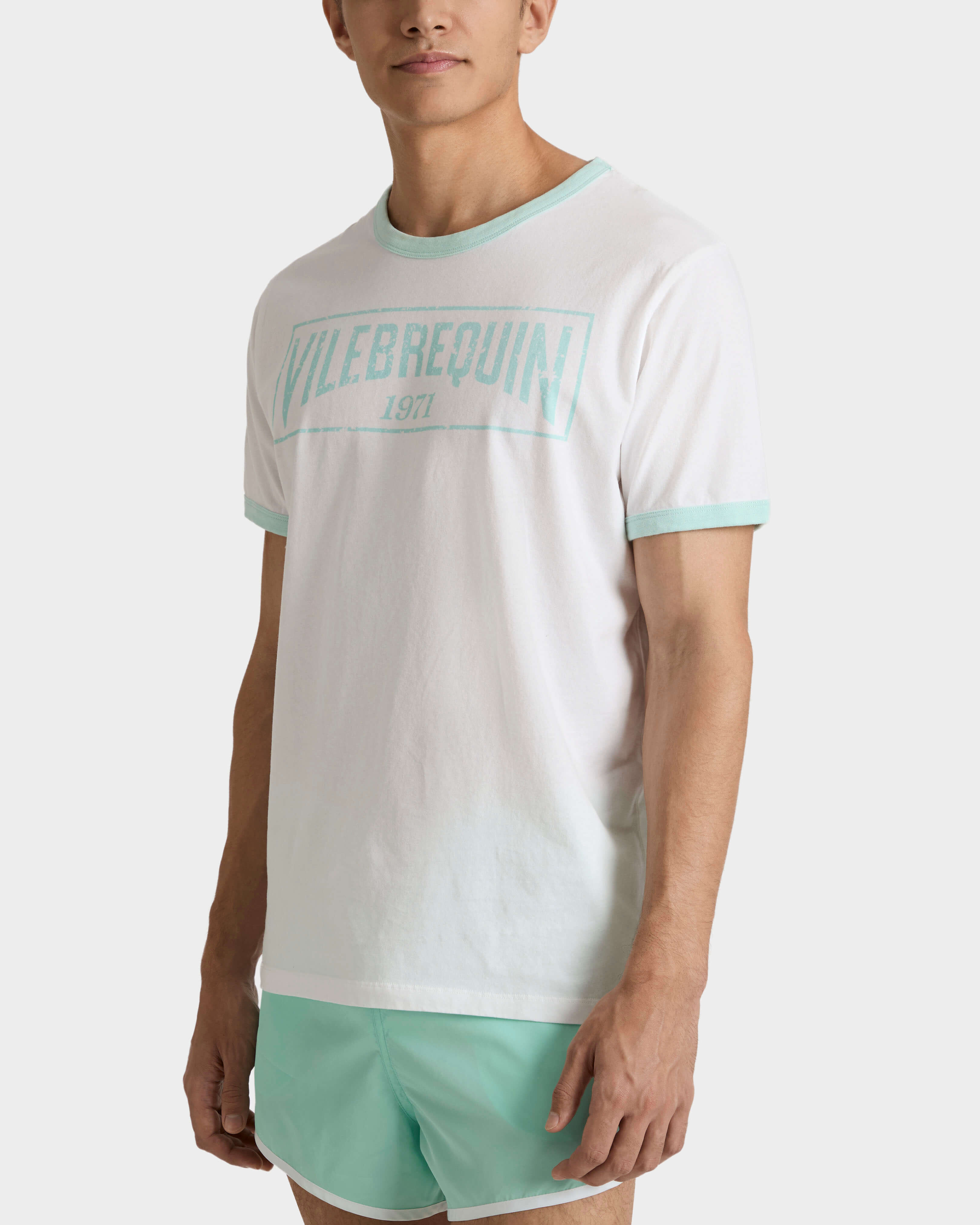 Men Cotton Light Jersey T-shirt Bicolor Logo BLUE NOTE frontworn view