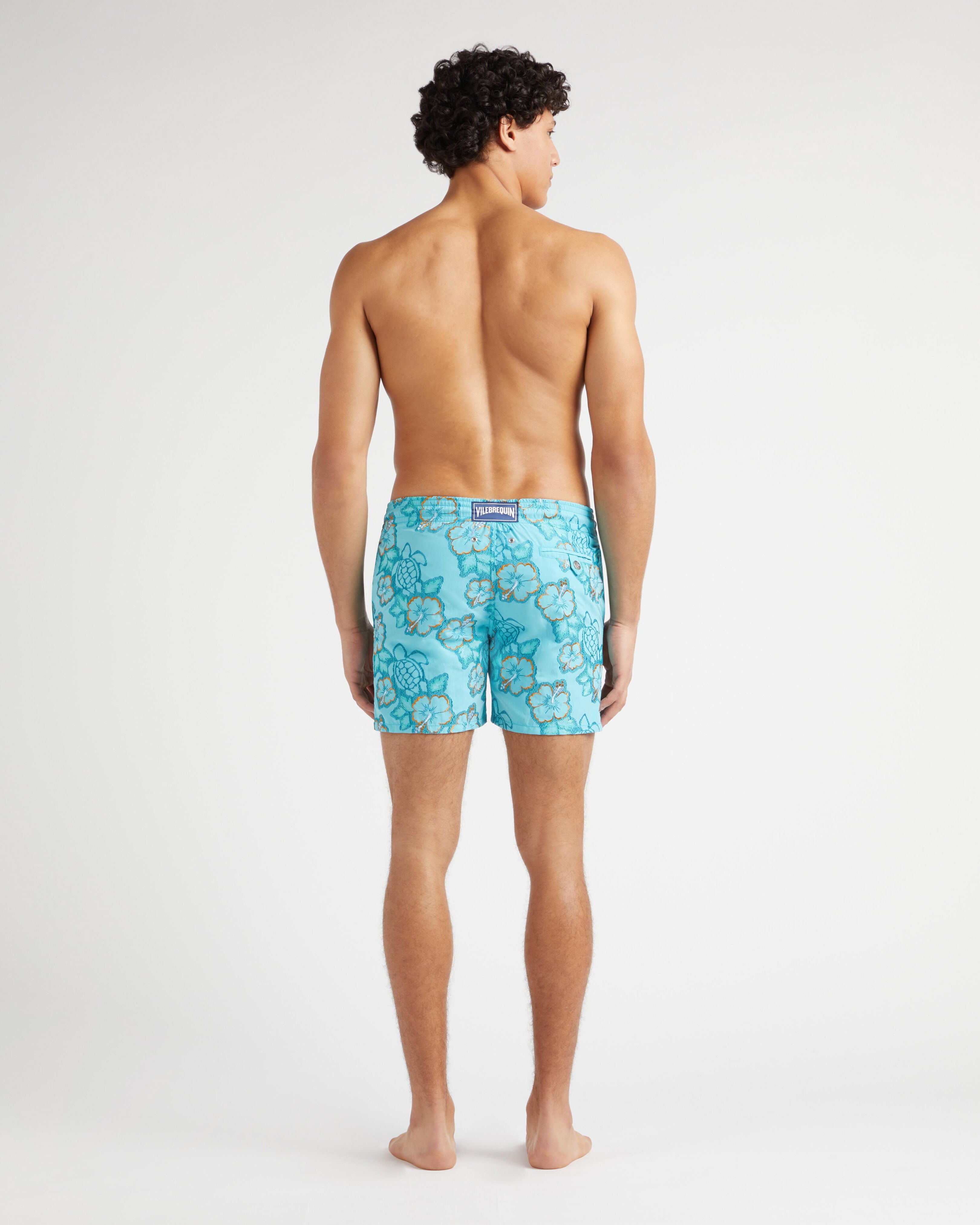 Men Swim Shorts Embroidered Hibiscus - Limited Edition BORA BORA backworn view