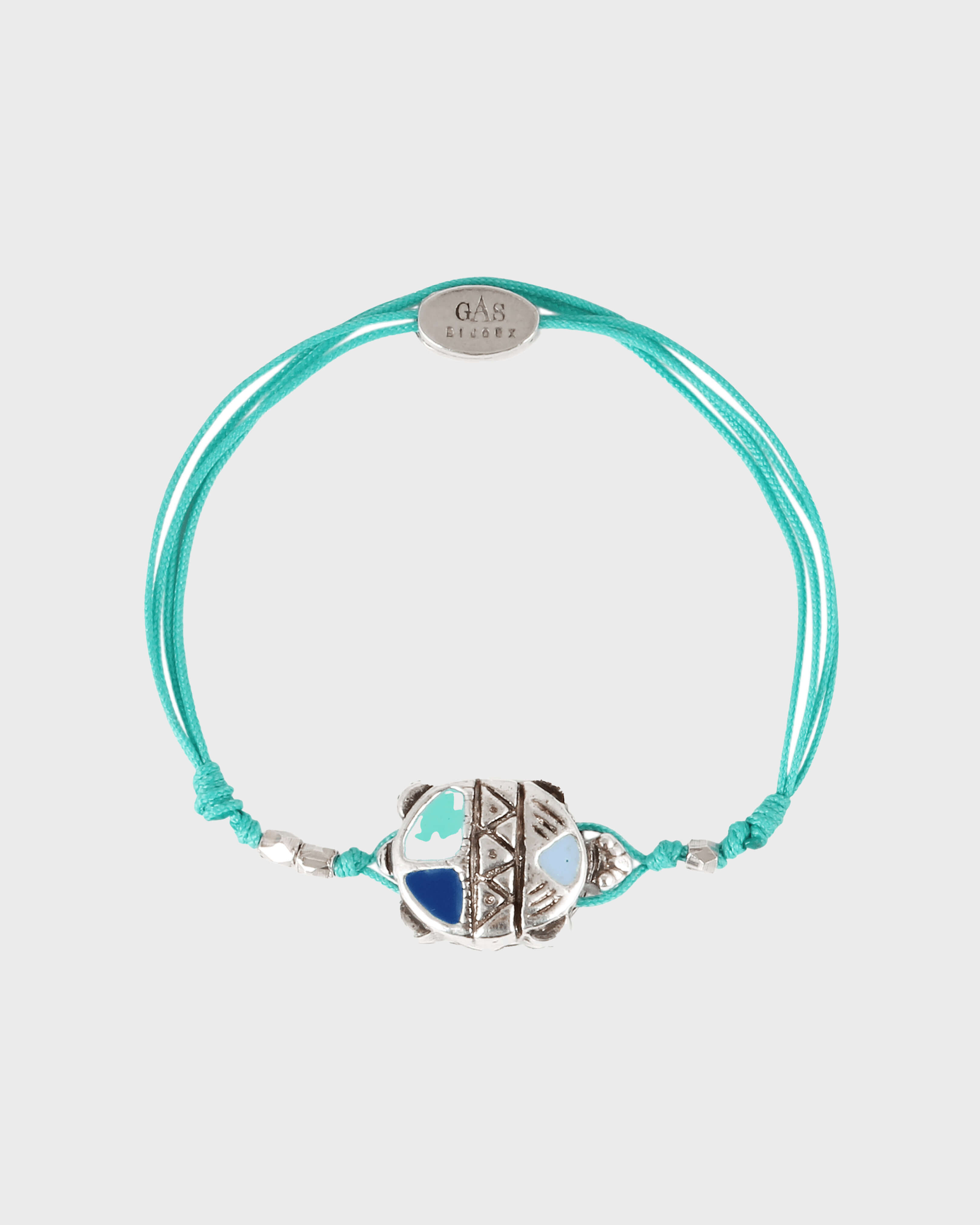 Pulsera de cuerda con tortuga esmaltada - Vilebrequin x Gas Bijoux LAGUNA front view