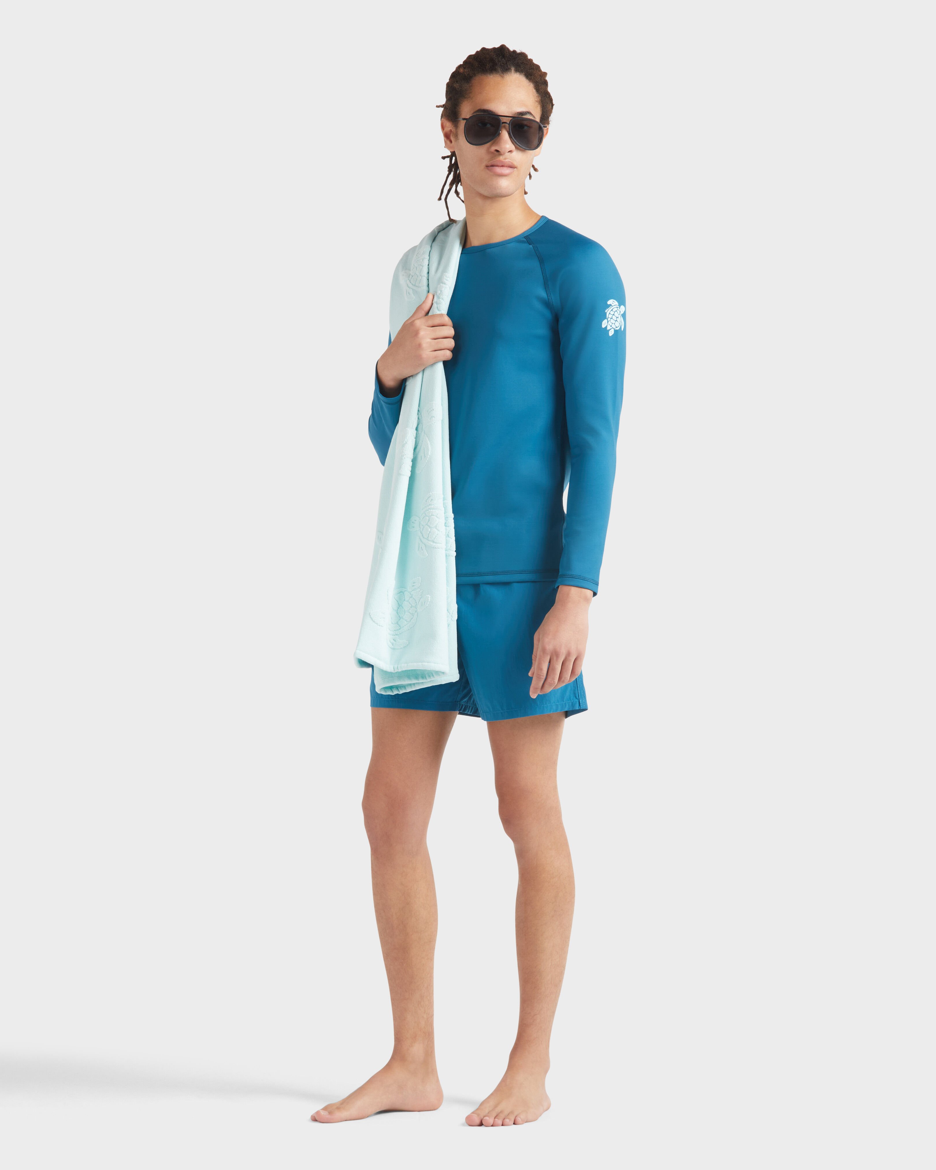 Men UV Protection Long Sleeves Rashguard Solid PEACOCK supp1 view