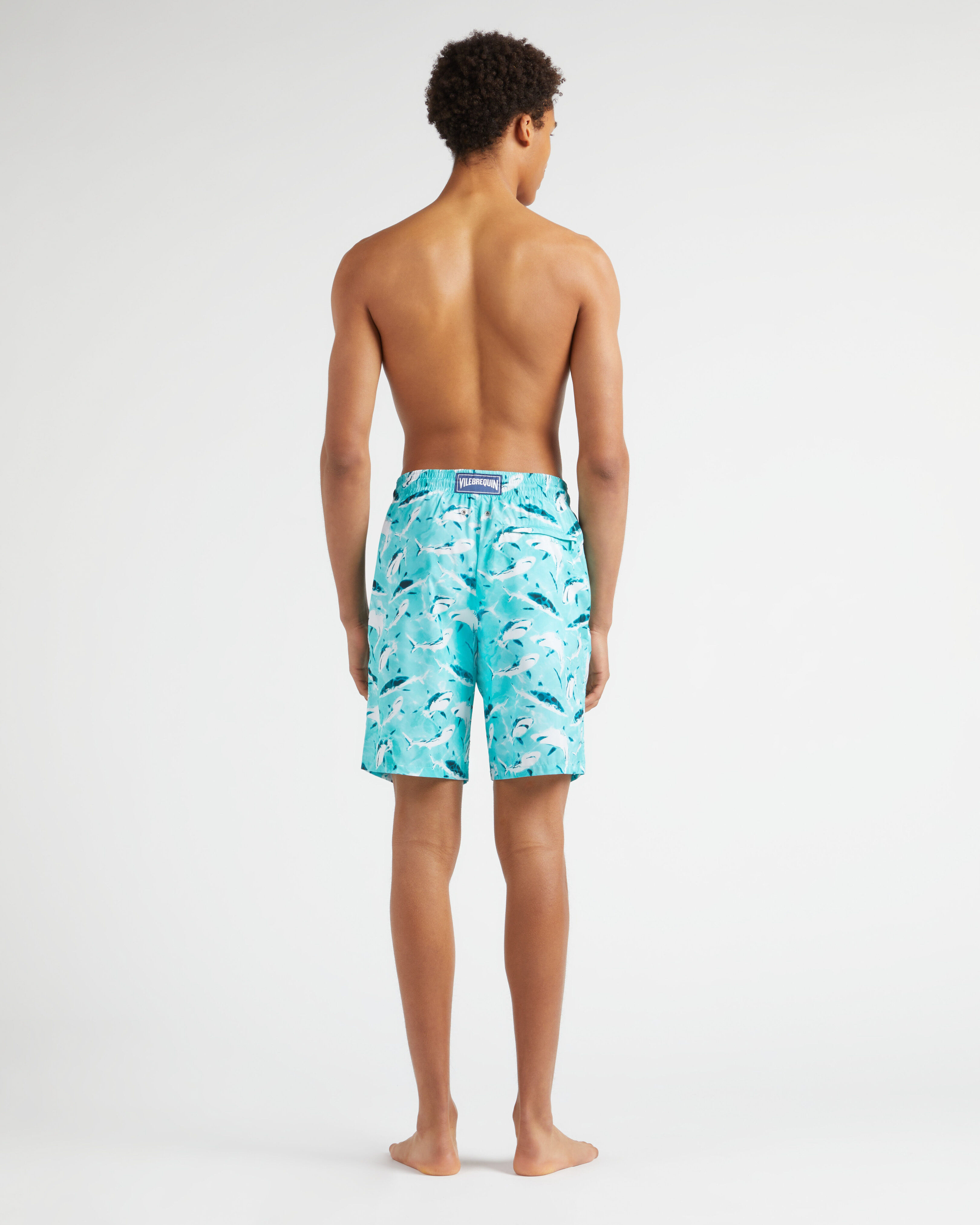 Men Ultra-light and Packable Long Swim Trunks Requins LAGOON backworn view